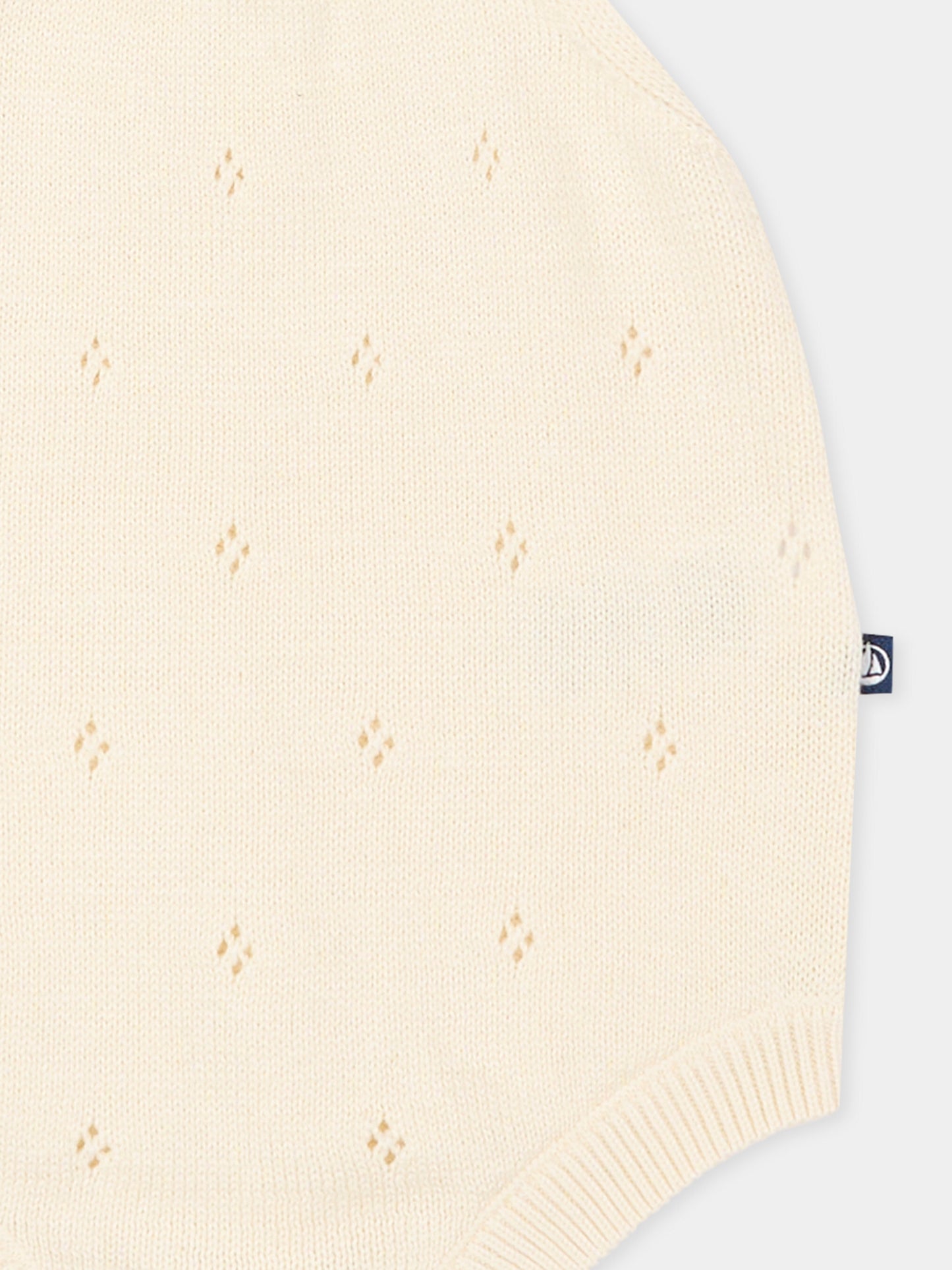 Pagliaccetto avorio per neonata crochet,Petit Bateau,A0FOP MILK 01