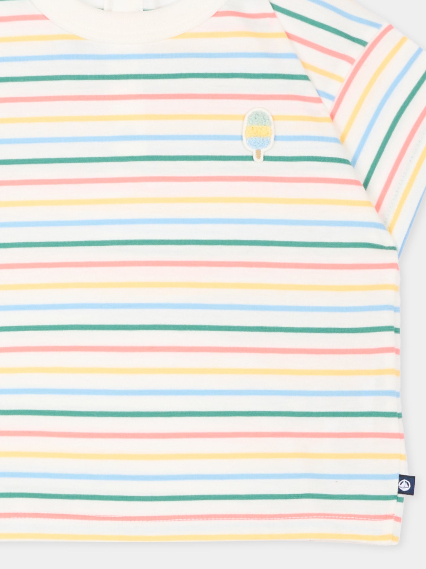 T-Shirt multicolor per neonati a righe,Petit Bateau,A0FPK MARSHMALLOW/MULTICO 01