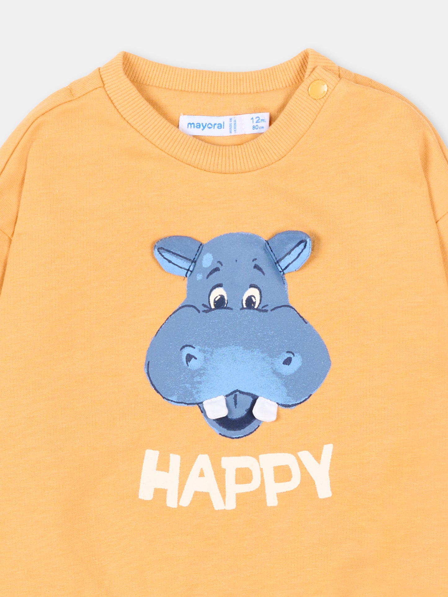 Felpa gialla per neonato con ippopotamo,Mayoral,1402 021