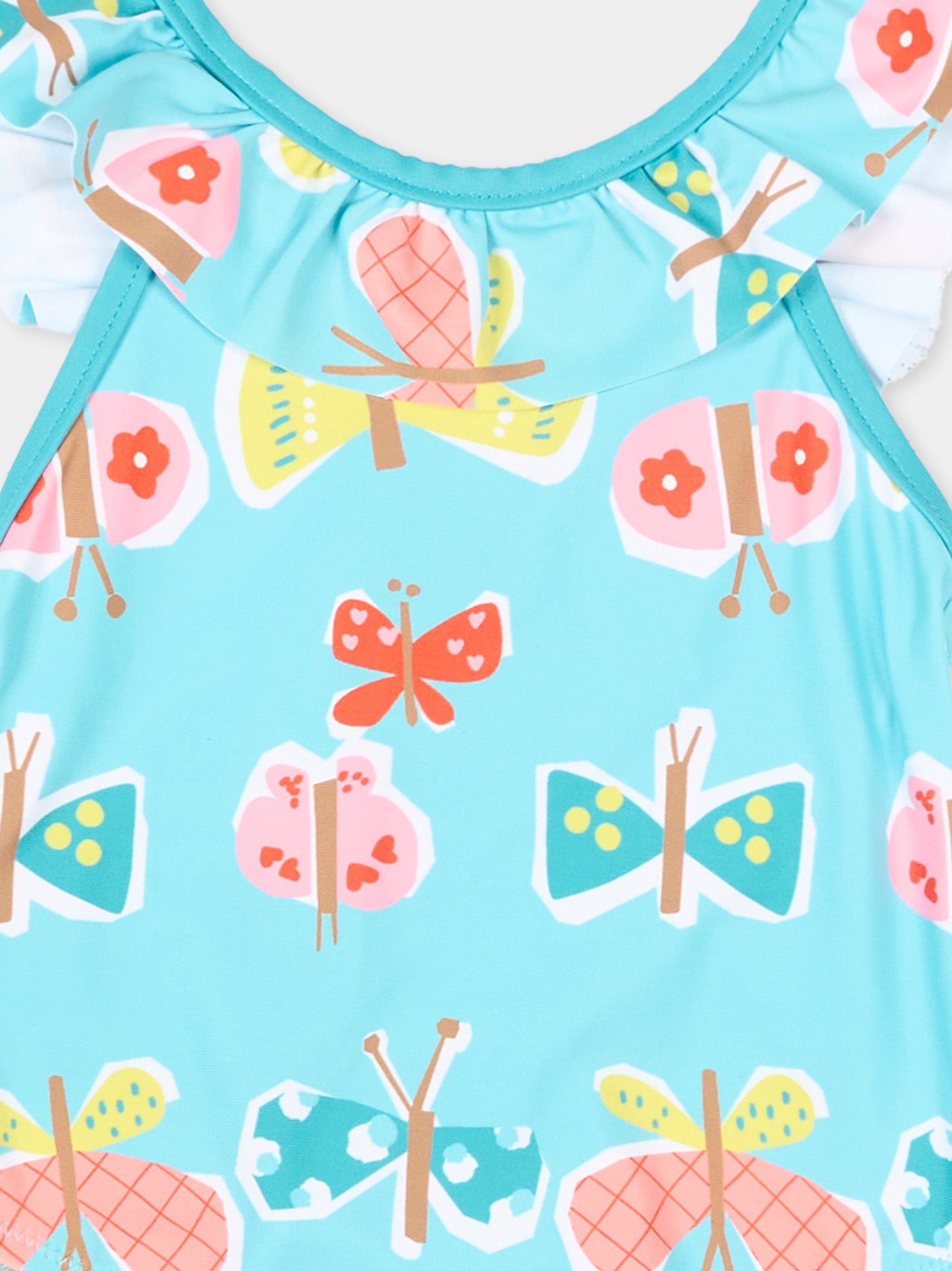 Costume intero azzurro per neonata con farfalle,Mayoral,1754 021