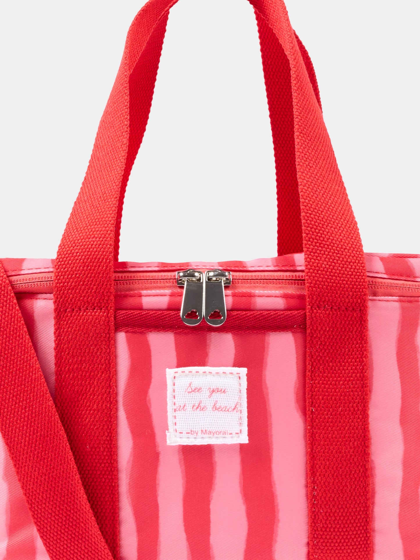 Borsa mare rossa per bambina a righe,Mayoral,10220 081
