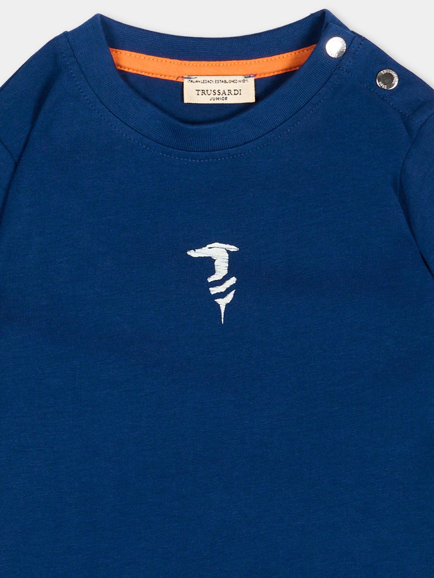 T-shirt blu per neonato con levriero,Trussardi Junior,TIP26048TS BLUE ESTATE