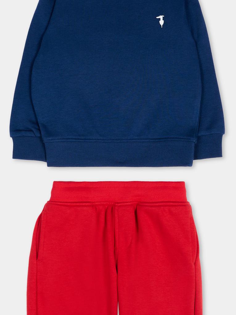 Completo sportivo multicolor per neonato con levriero,Trussardi Junior,TIP26001CF BLUE ESTATE