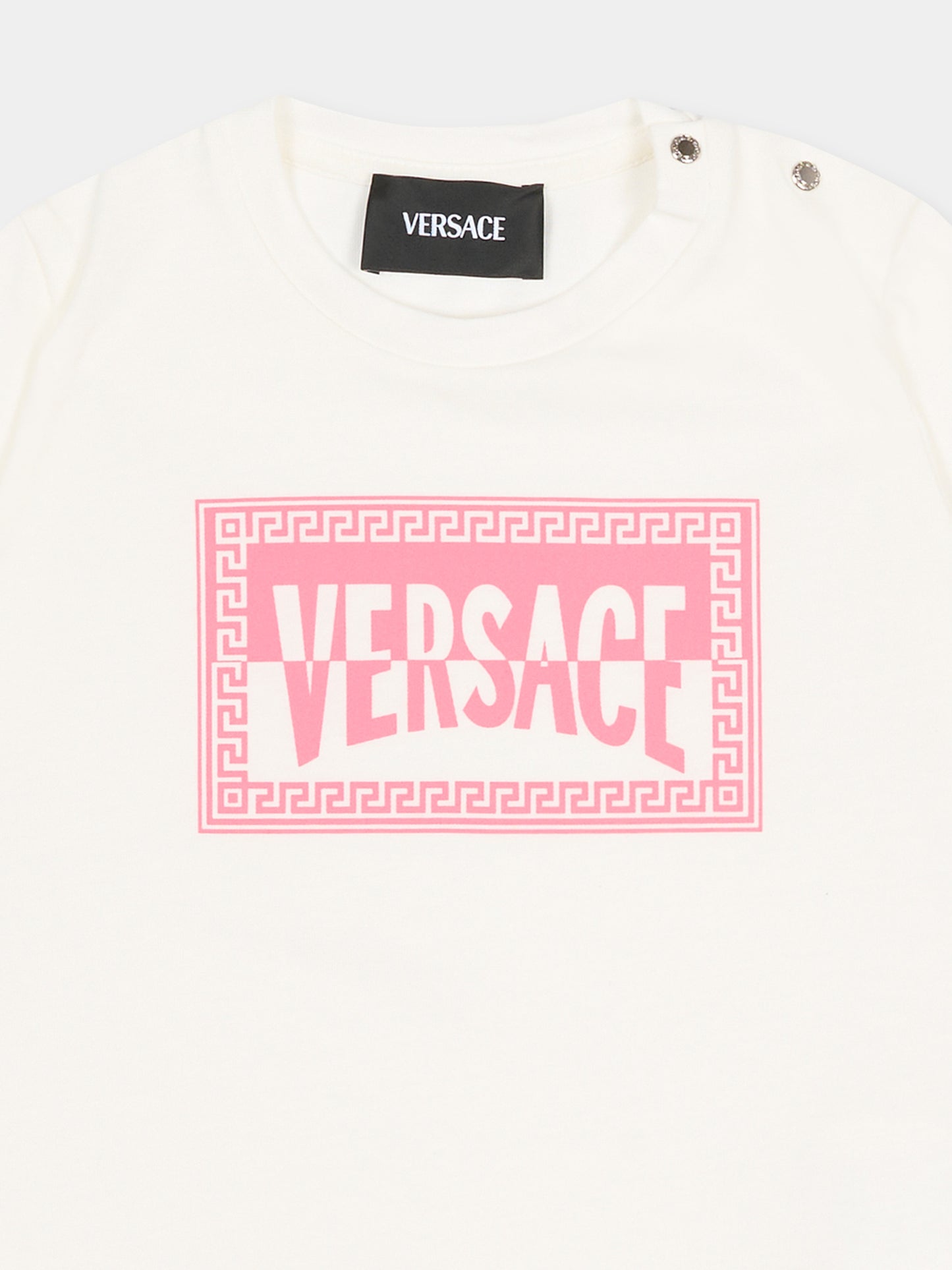 T-shirt avorio per neonata con logo,Versace,1018570 1A16958 2W310