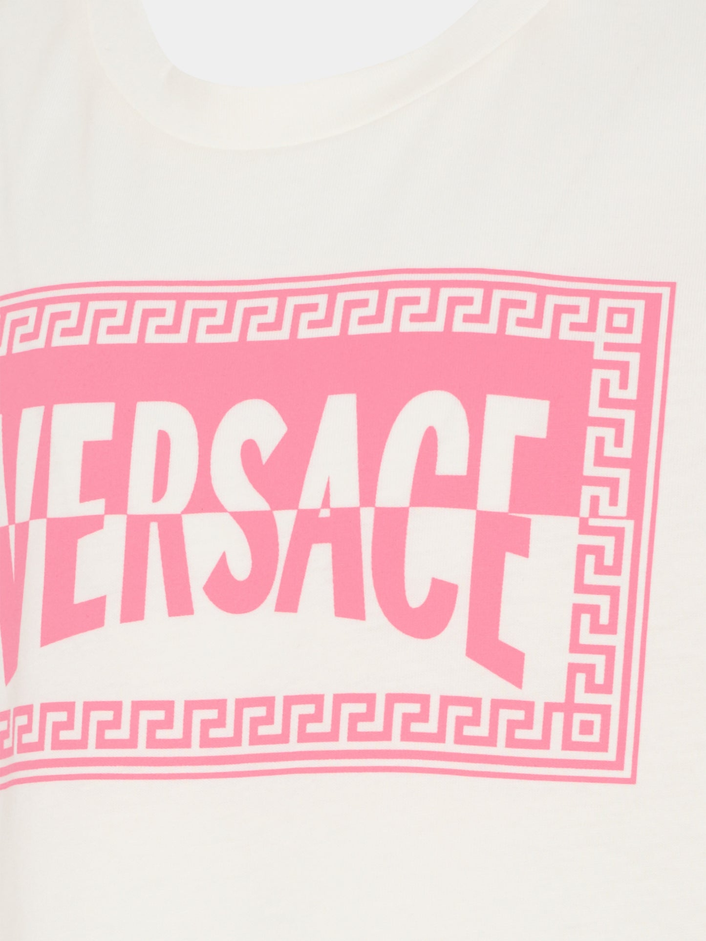 T-shirt avorio per bambina con '90 Vintage Logo,Versace,1018342 1A16958 2W310