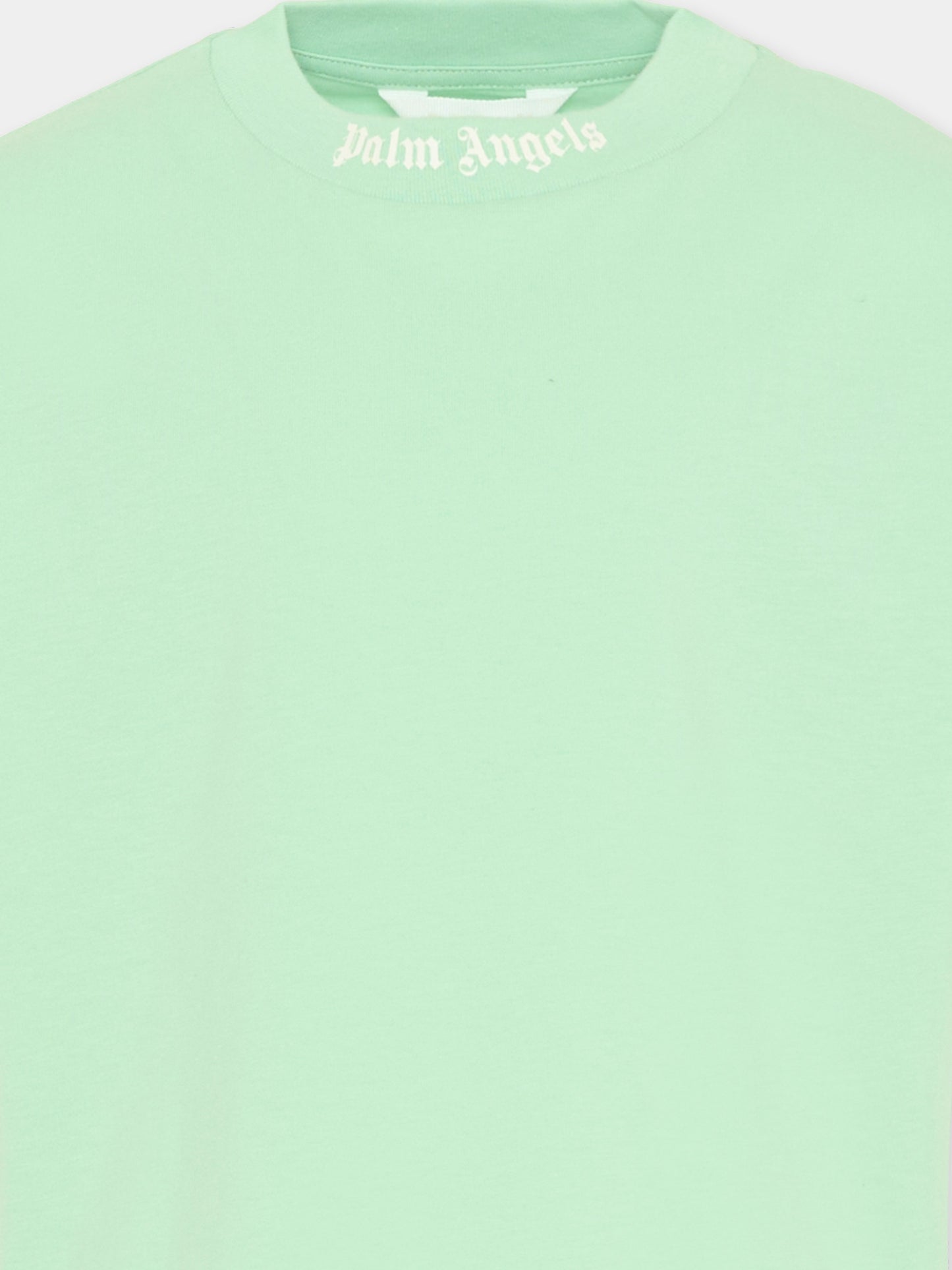 T-Shirt verde per bambini con logo,Palm Angels,PBAA002S26JER001 080