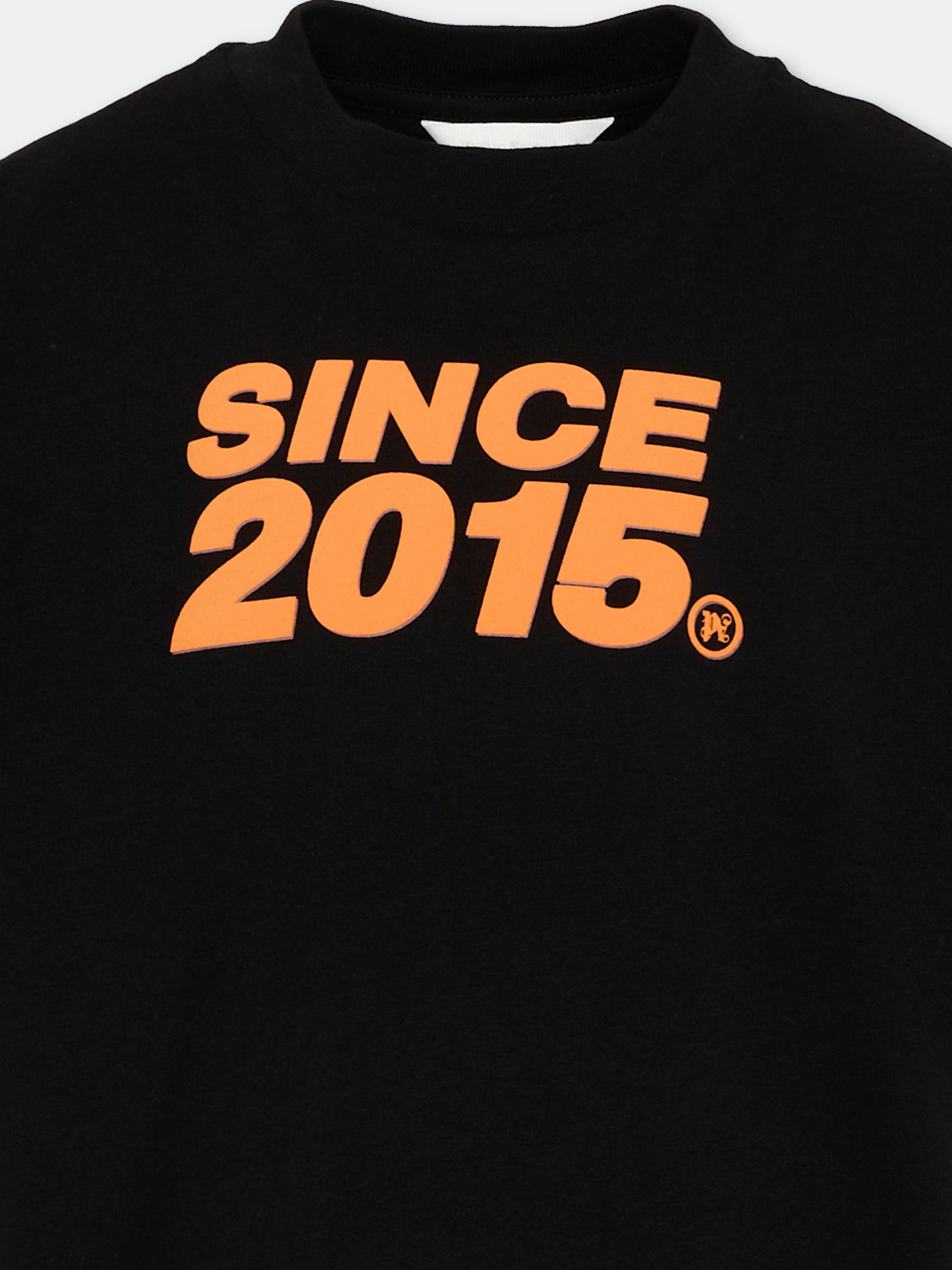 T-Shirt nera per bambini con stampa palma,Palm Angels,PBAA002S26JER002 110