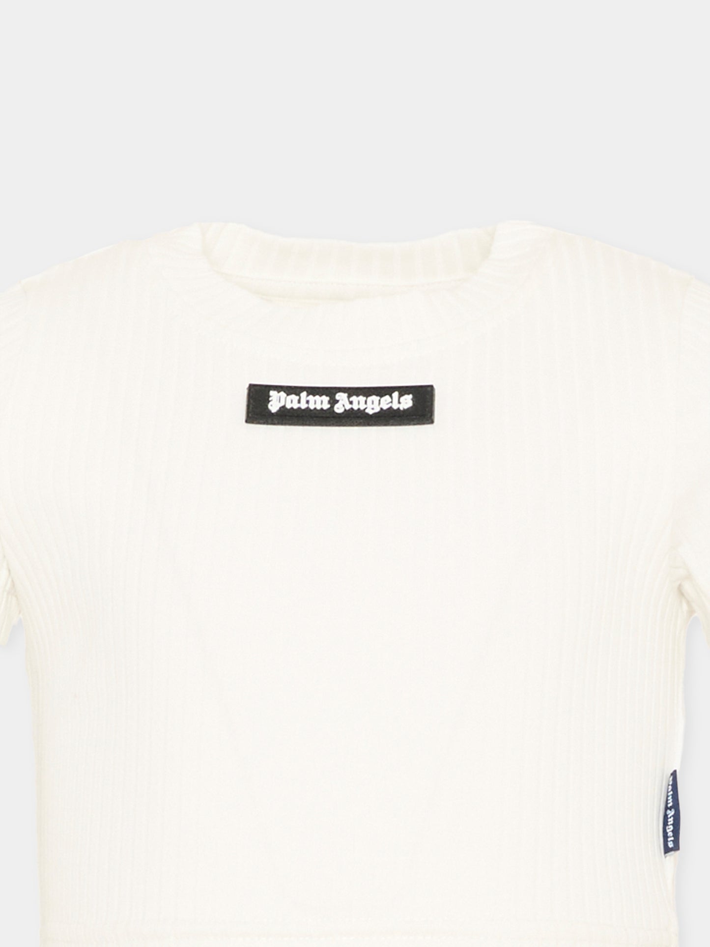 T-Shirt avorio per bambina con logo,Palm Angels,PGAA017S26JER001 002
