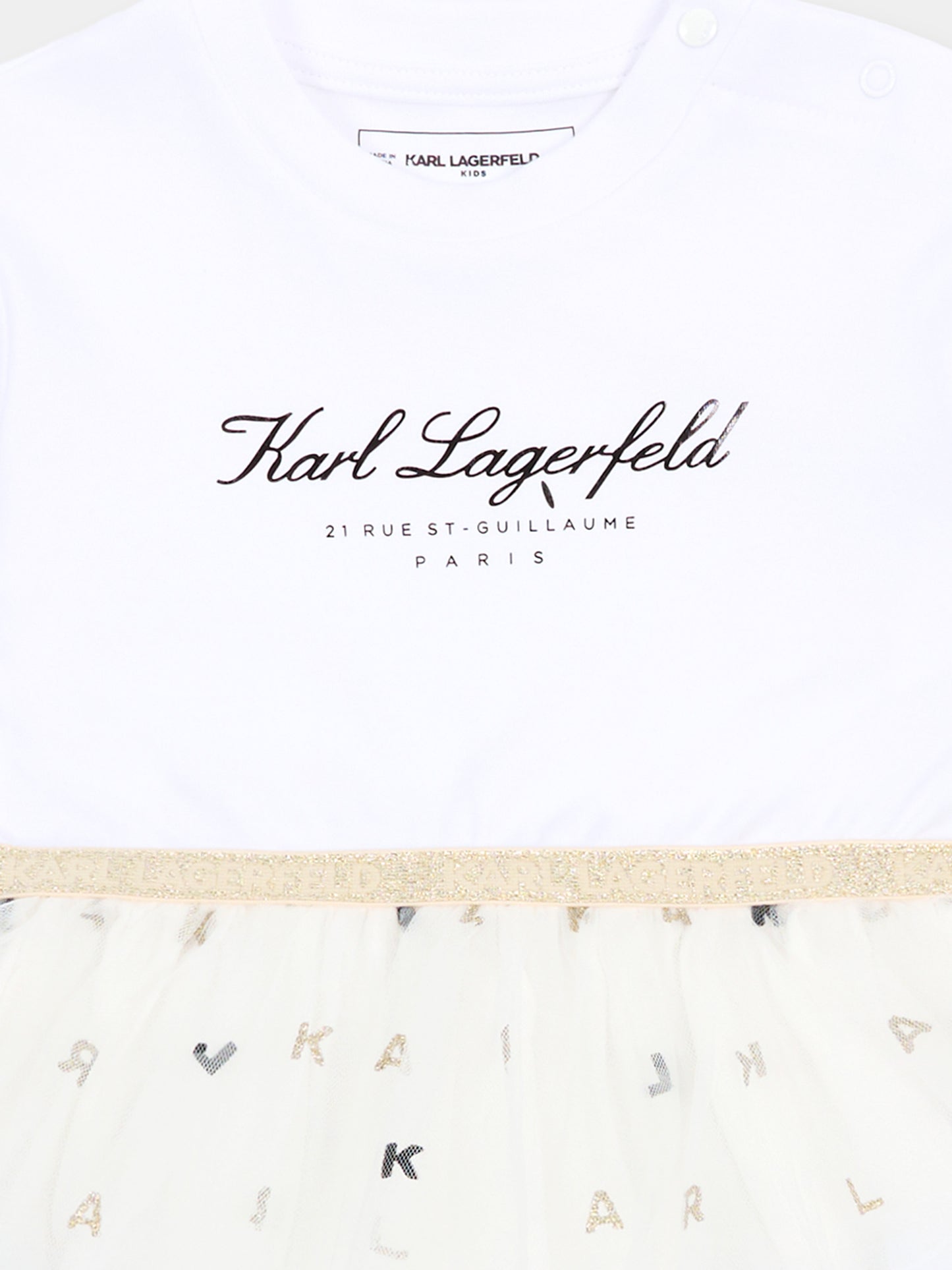 Vestito bianco per neonata con logo,Karl Lagerfeld Kids,Z31043 N01