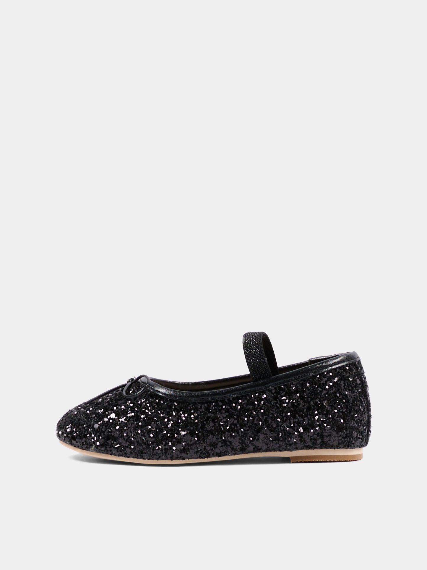 Ballerine nere glitterate per bambina,Colors Of California,HC YUCCAK01 BLA