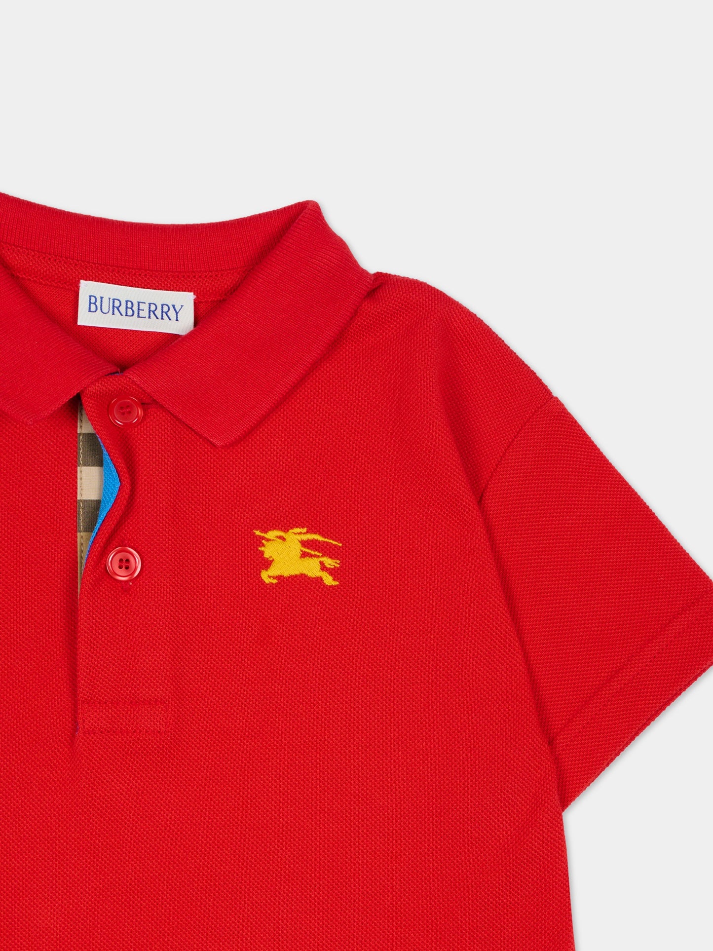Polo rossa per bambino con cavaliere equestre,Burberry Kids,8121357 B7308