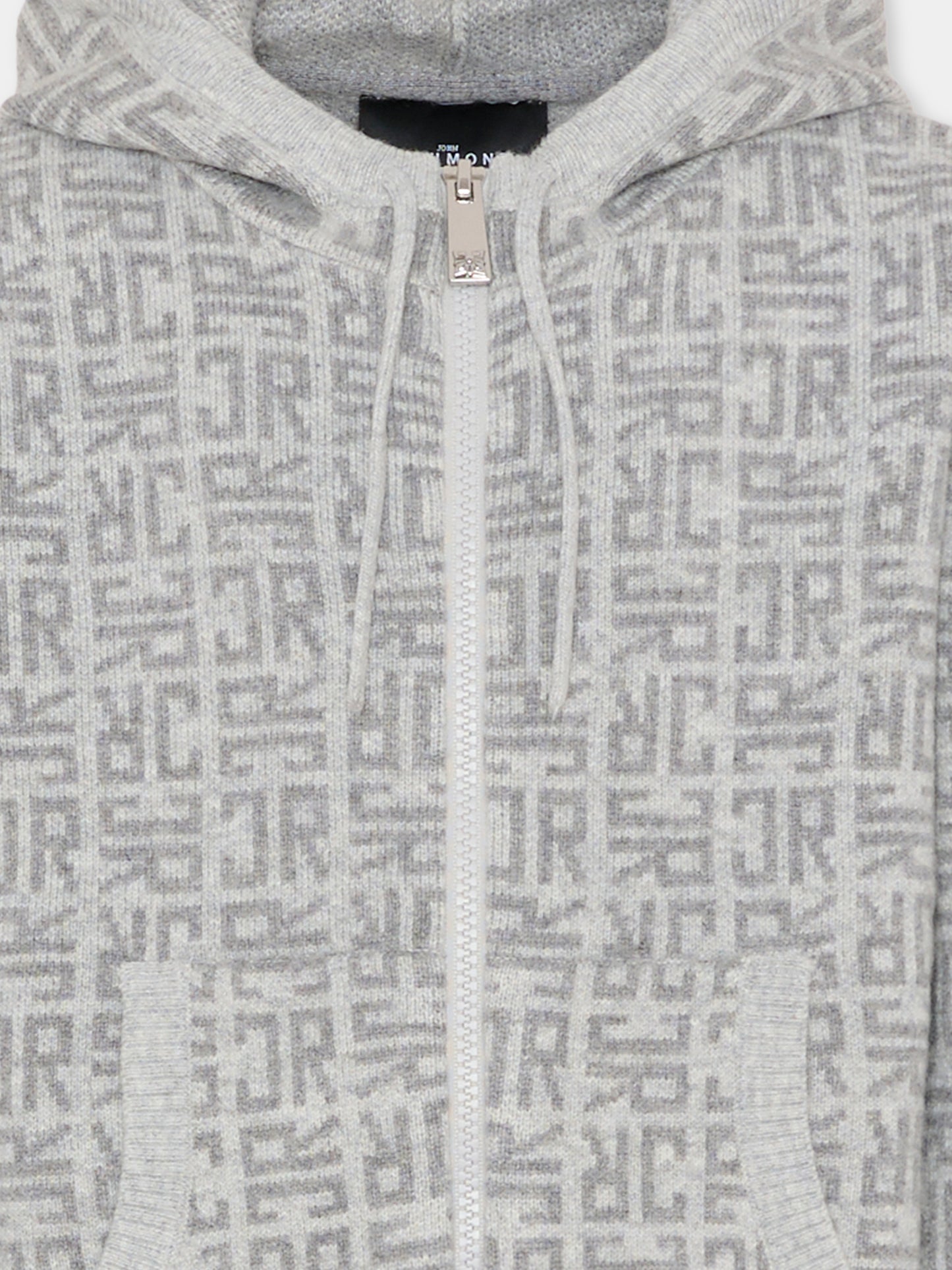 Cardigan grigio per bambino con logo,Richmond,RBA25111MA JR MONOGRAM GREY