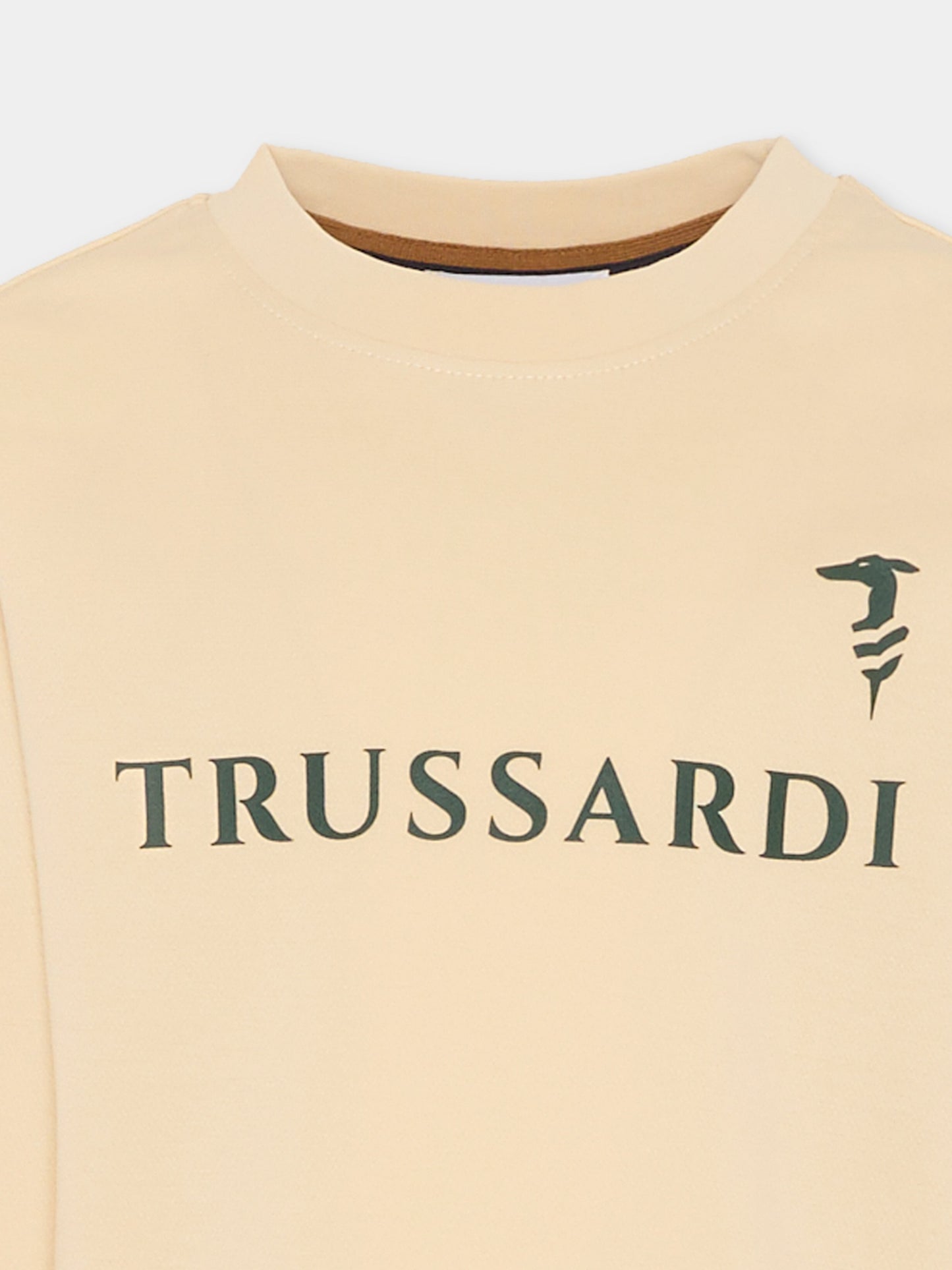 T-shirt beige per bambino con logo,Trussardi Junior,TBA25057TS NEW ECRU