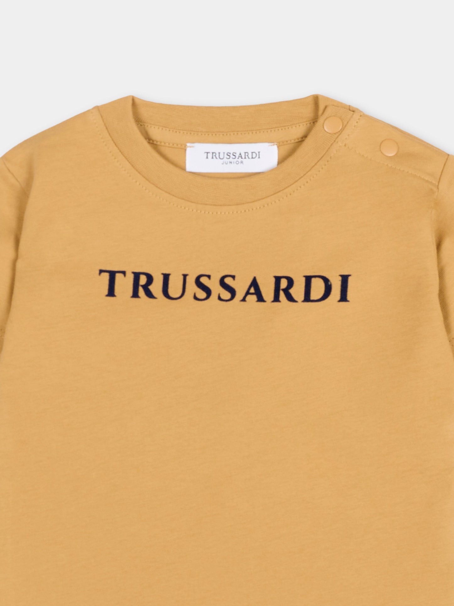 T-shirt marrone per neonato con logo,Trussardi Junior,TIA25014TS APPLE CINNAMON