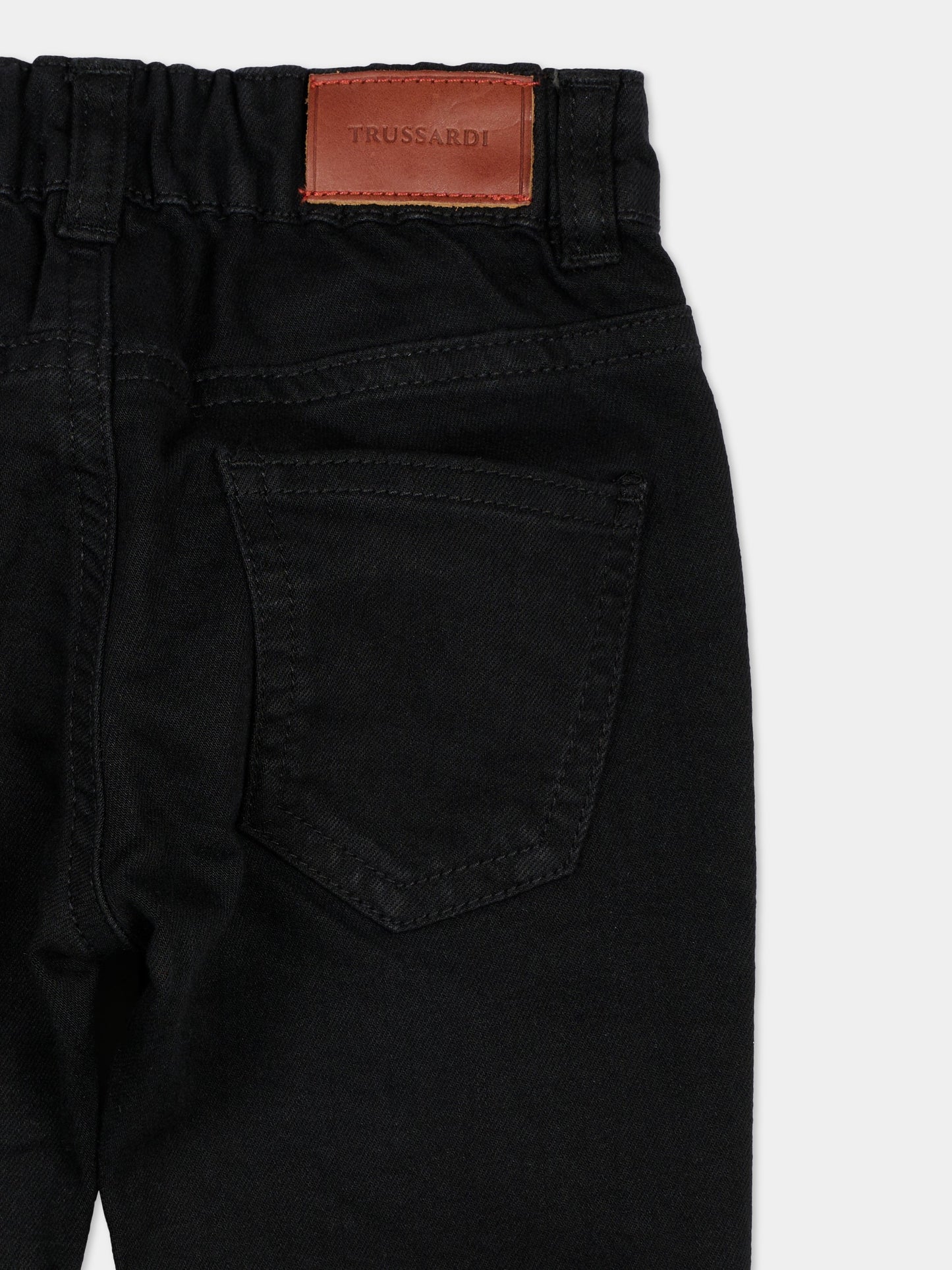 Jeans neri per neonato con logo,Trussardi Junior,TIA25088JE DENIM BLACK