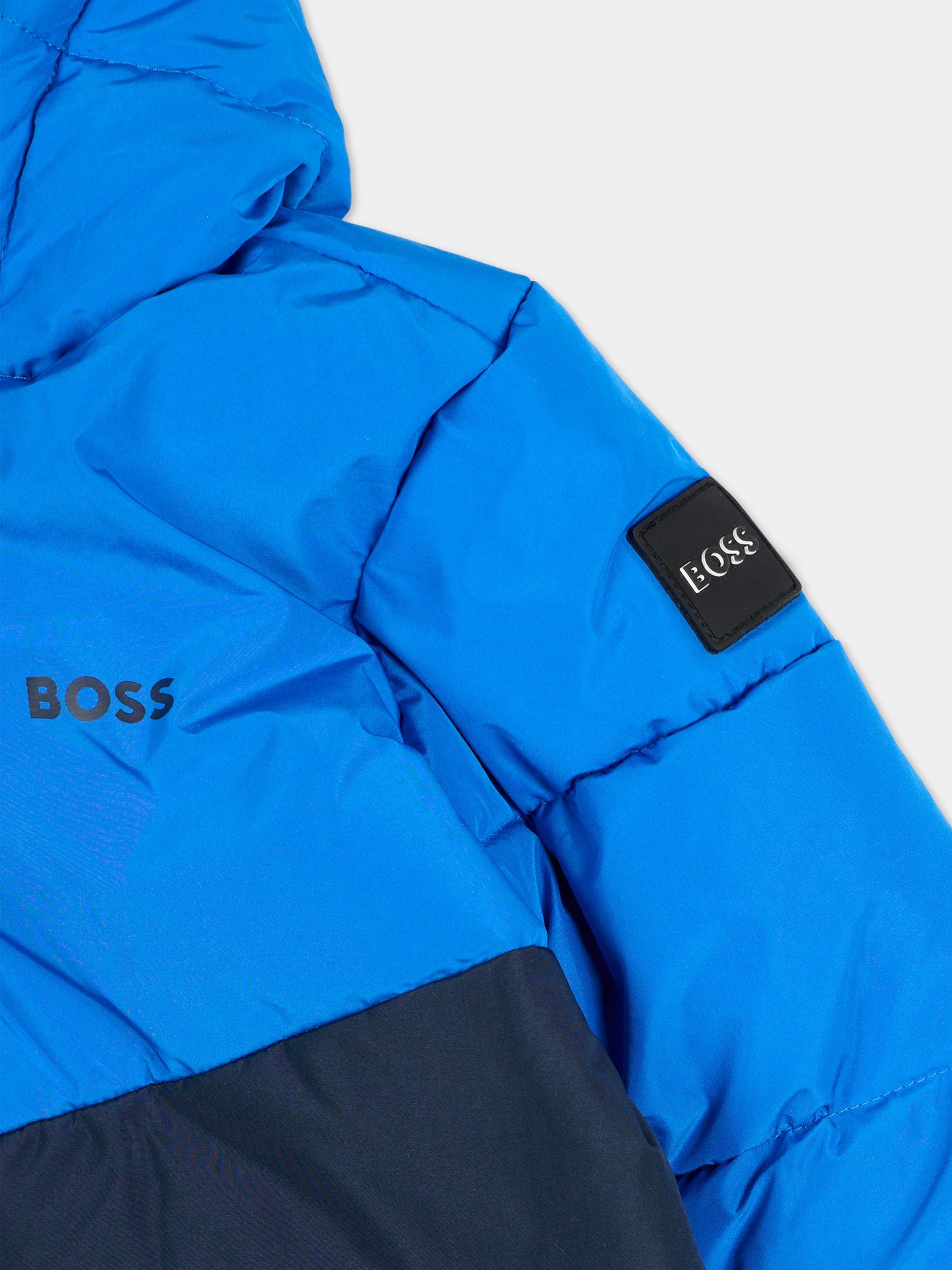 Piumino blu per neonato con logo,Boss,J51256 87A