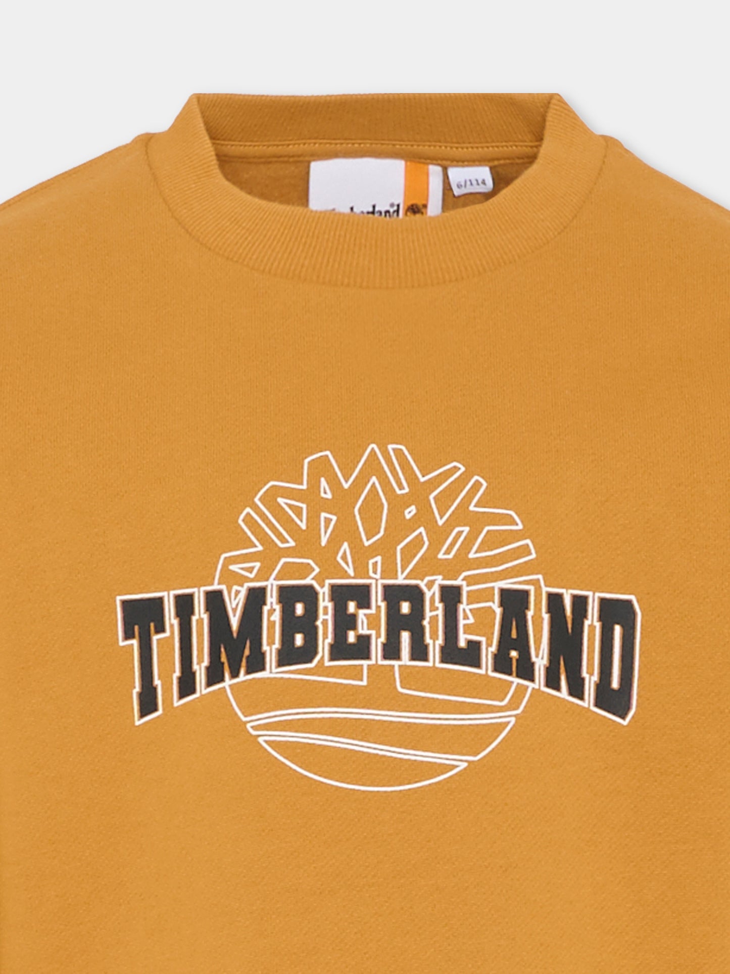 Felpa gialla per bambino con logo,Timberland,T60315 589