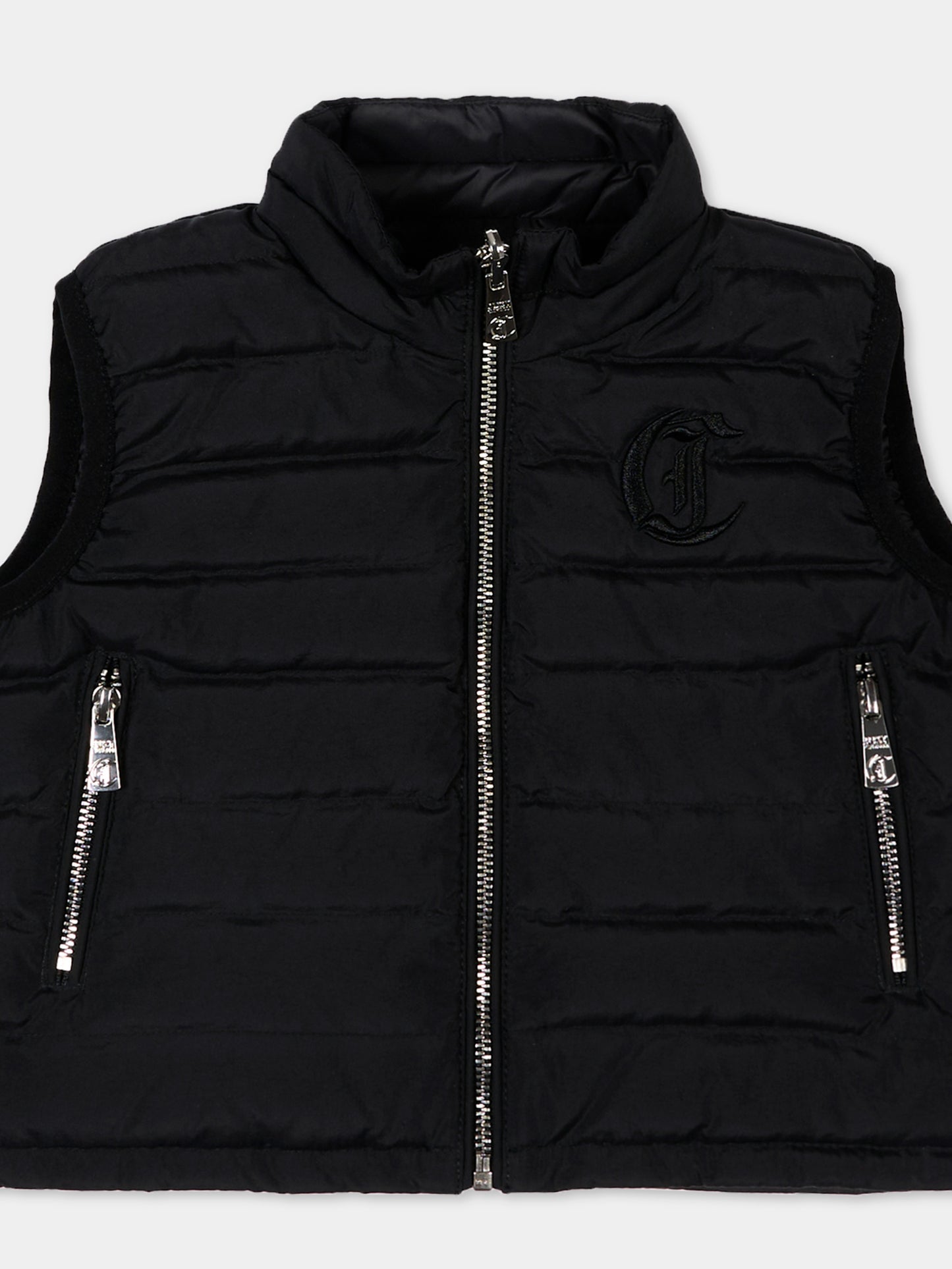 Gilet nero reversibile per neonato con logo,Just Cavalli Kids,JIP26040PI BLACK