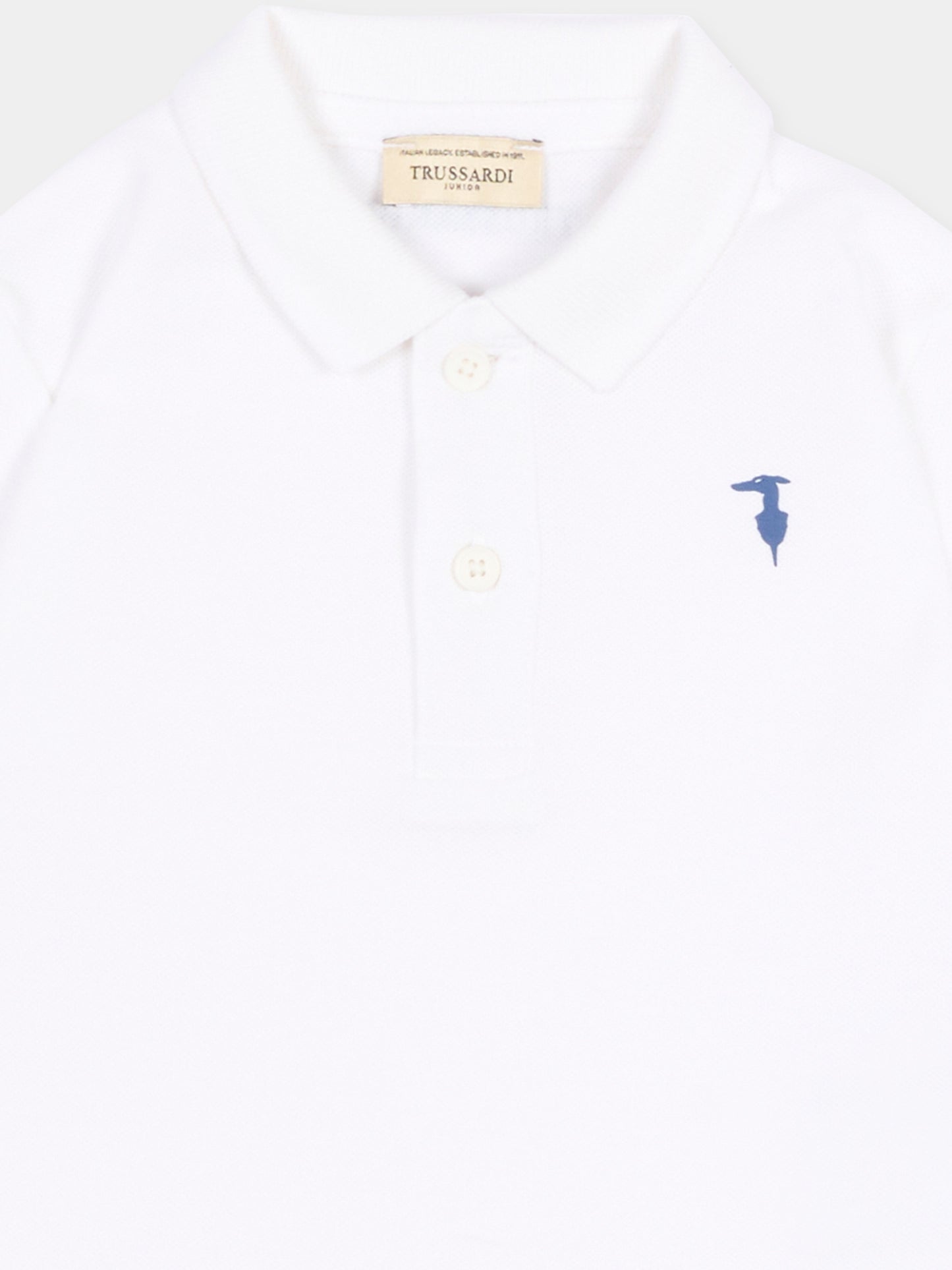 Polo bianca per neonato con levriero,Trussardi Junior,TIP26002PO WHITE OPTICAL
