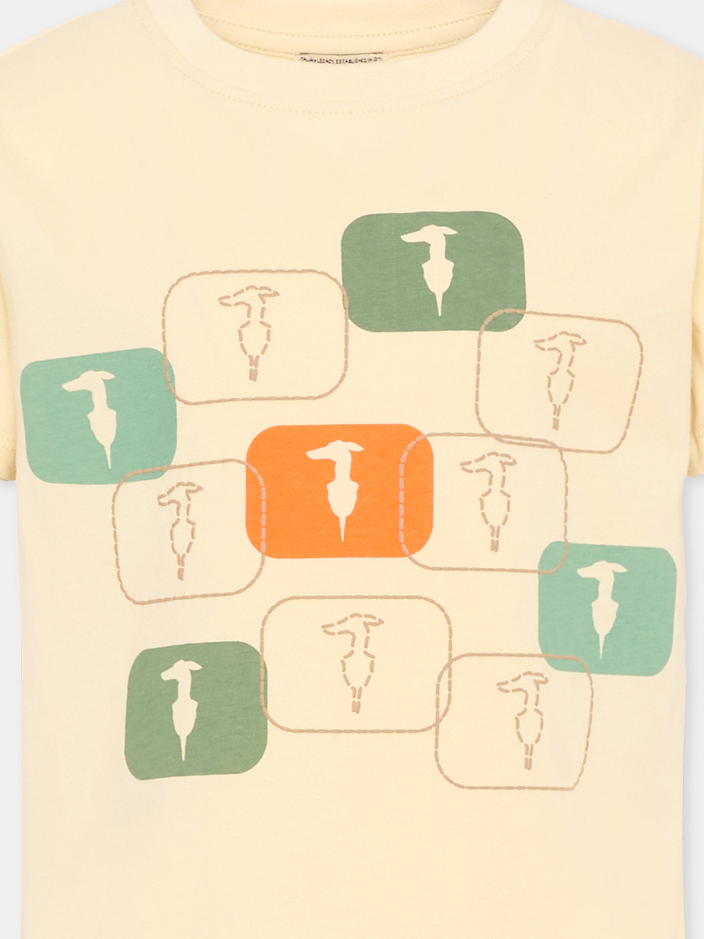 T-shirt beige per bambino con levrieri,Trussardi Junior,TIP26047TS BEIGE NEW ECRU