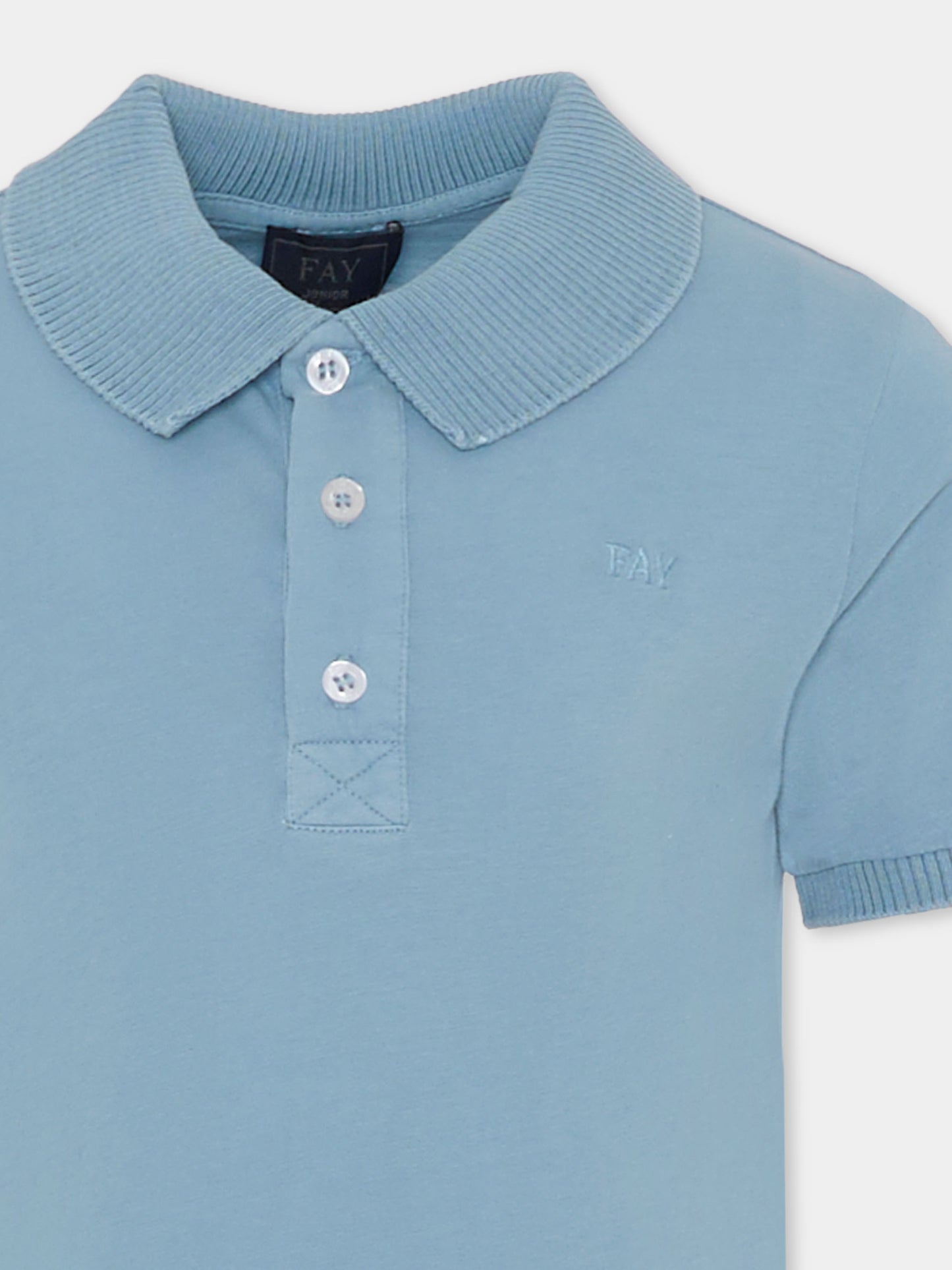 Polo azzurra per bambino con logo,Fay Kids,FU8P91 Z2129 626