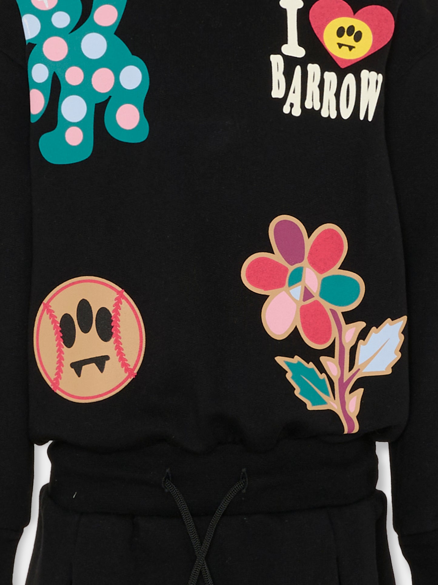 Vestito nero per bambina con logo e stampe,Barrow,F5BKJGDR192 110