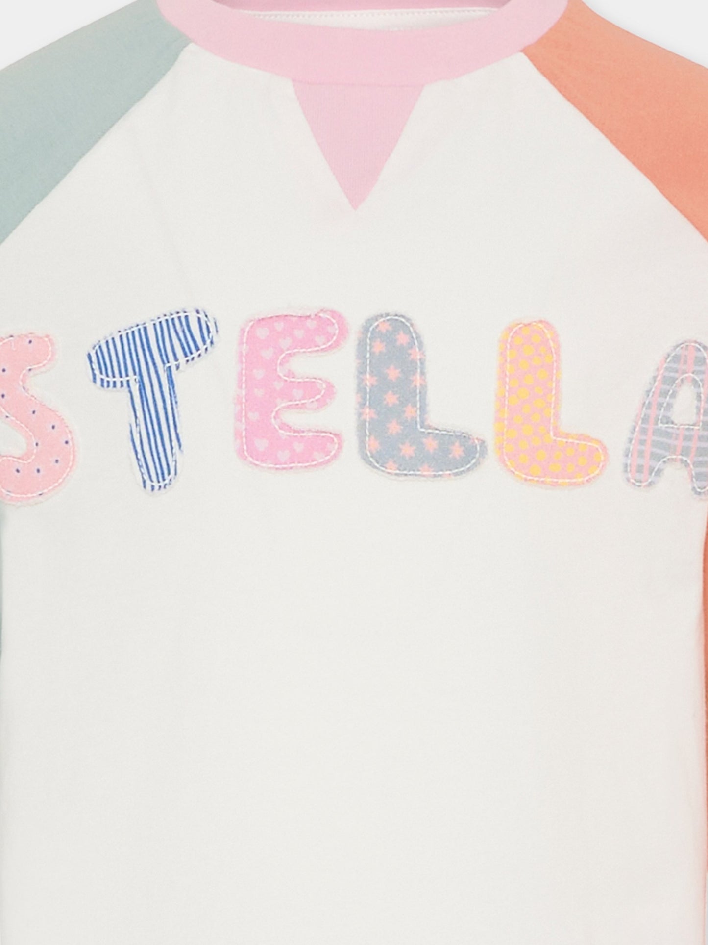 T-shirt color block con logo per bambina,Stella Mccartney Kids,TX8B00 Z0434 999