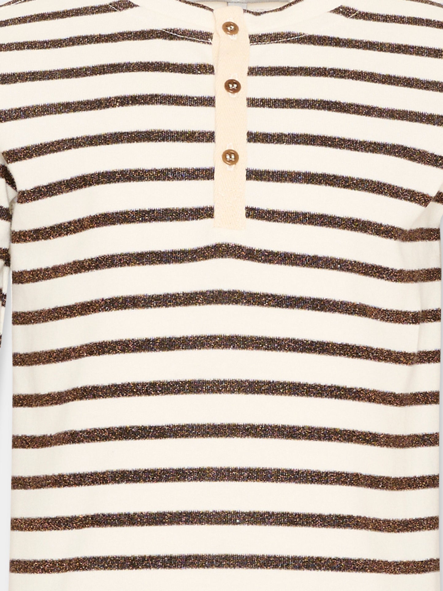 T-shirt beige per bambina a righe,Vélocipède,VLC-AW25/26-TS002 ECRU AND BLACK