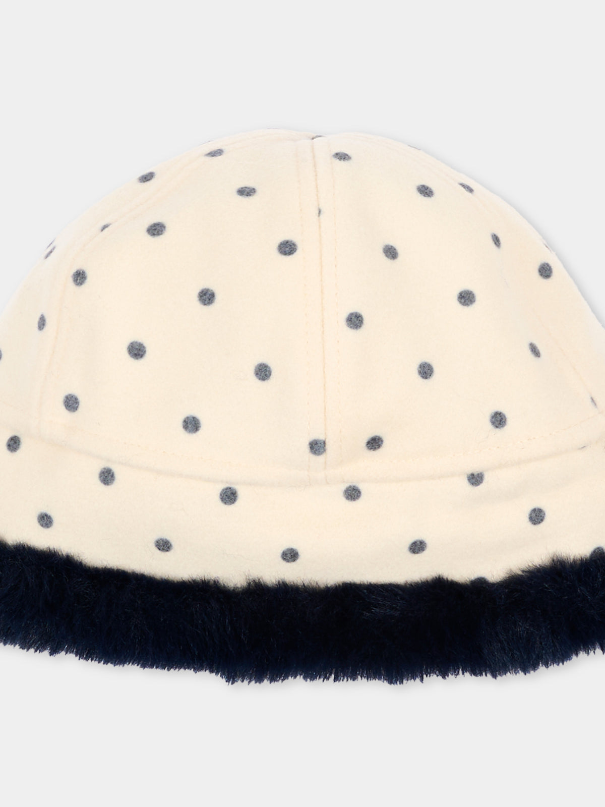 Beret ivoire pour fille à pois