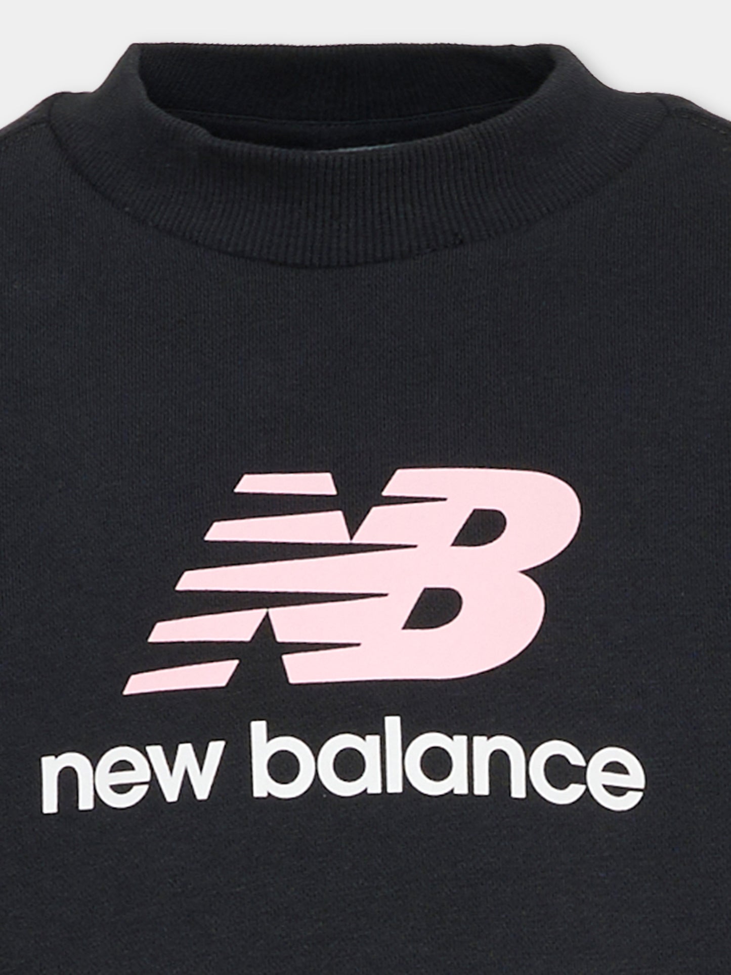Felpa nera per bambina con logo,New Balance,LAKG0202 BK