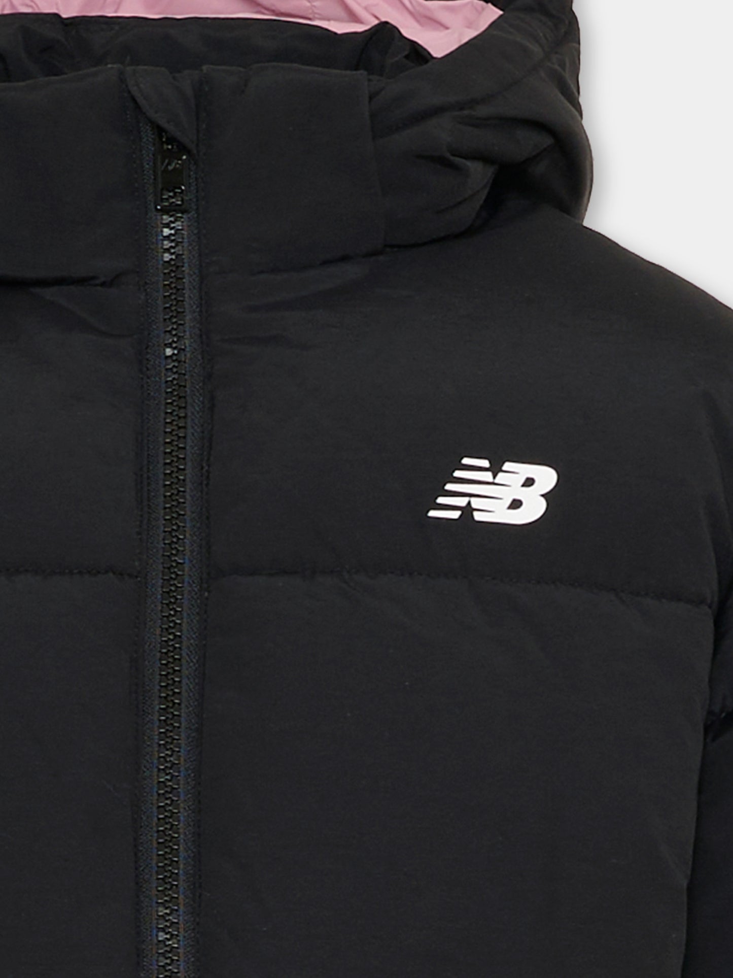 Piumino nero per bambina con logo,New Balance,LAKG0230 BK