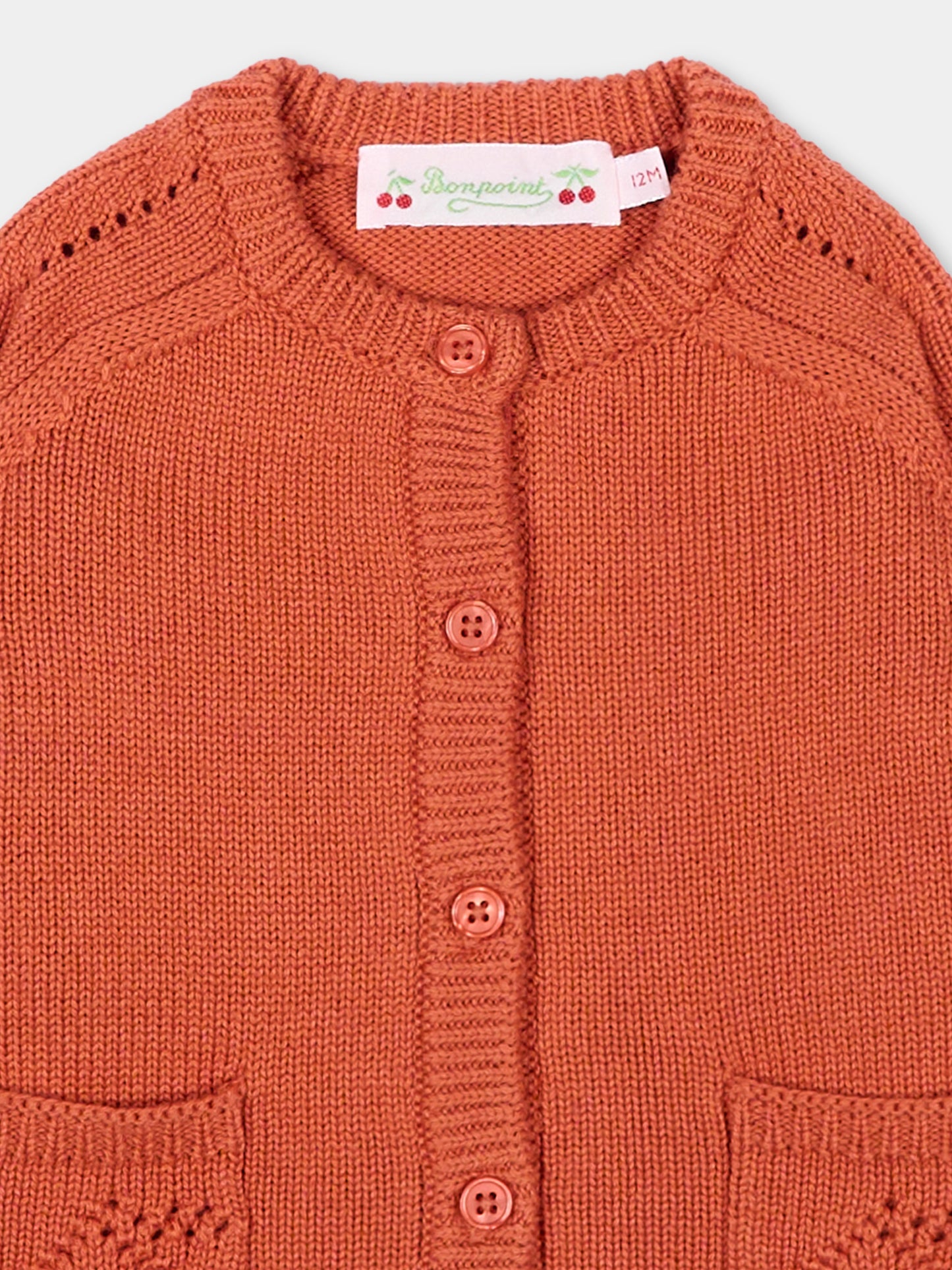 Cardigan arancione per neonata,Bonpoint,W06XCAK00002 035C