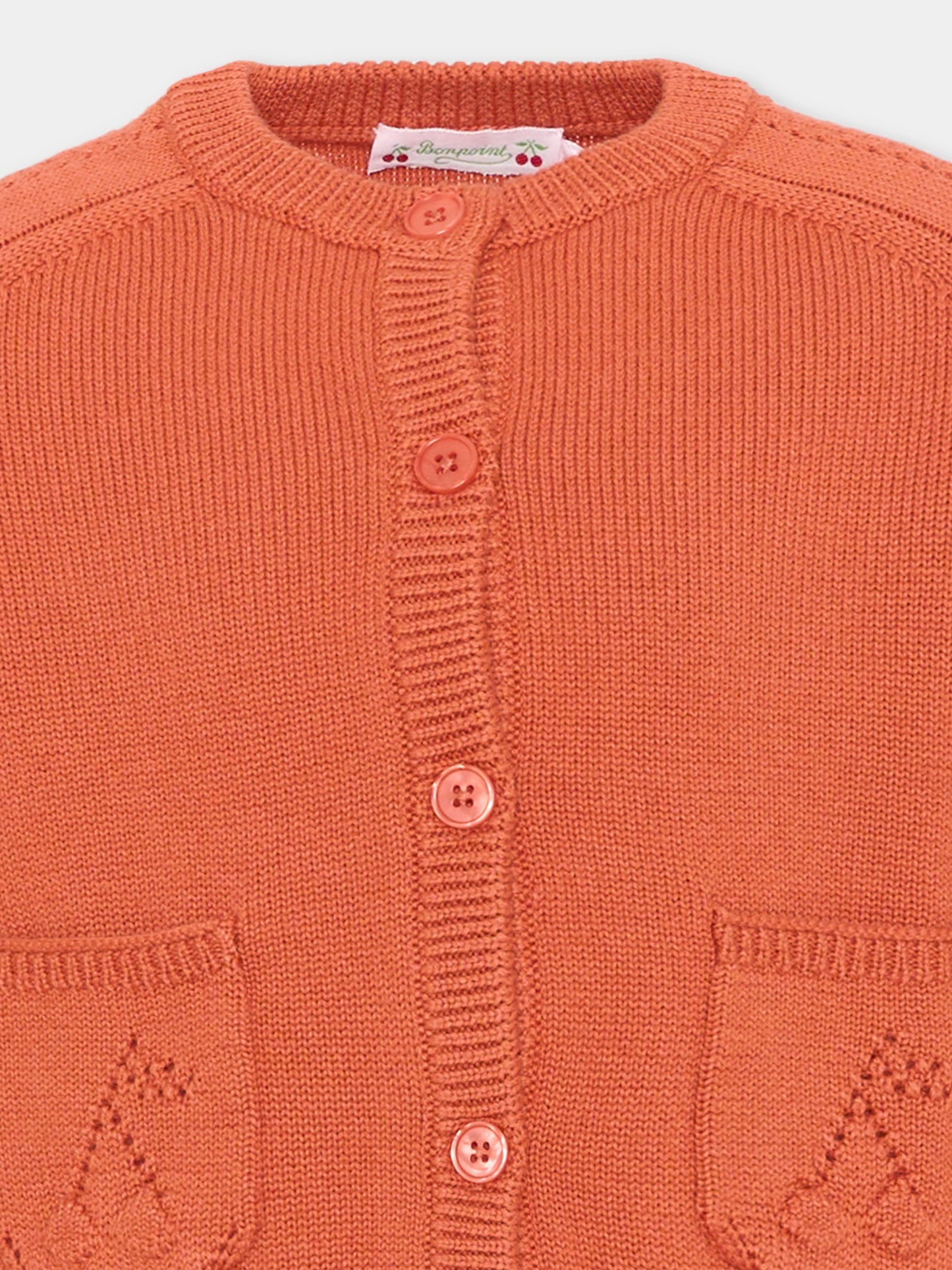 Cardigan arancione per bambina,Bonpoint,W06GCAK00003 035C