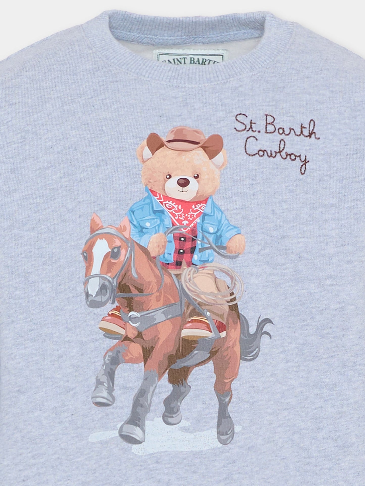 Felpa grigia per bambino con stampa orsetto,Mc2 Saint Barth,HUT0004 01050I