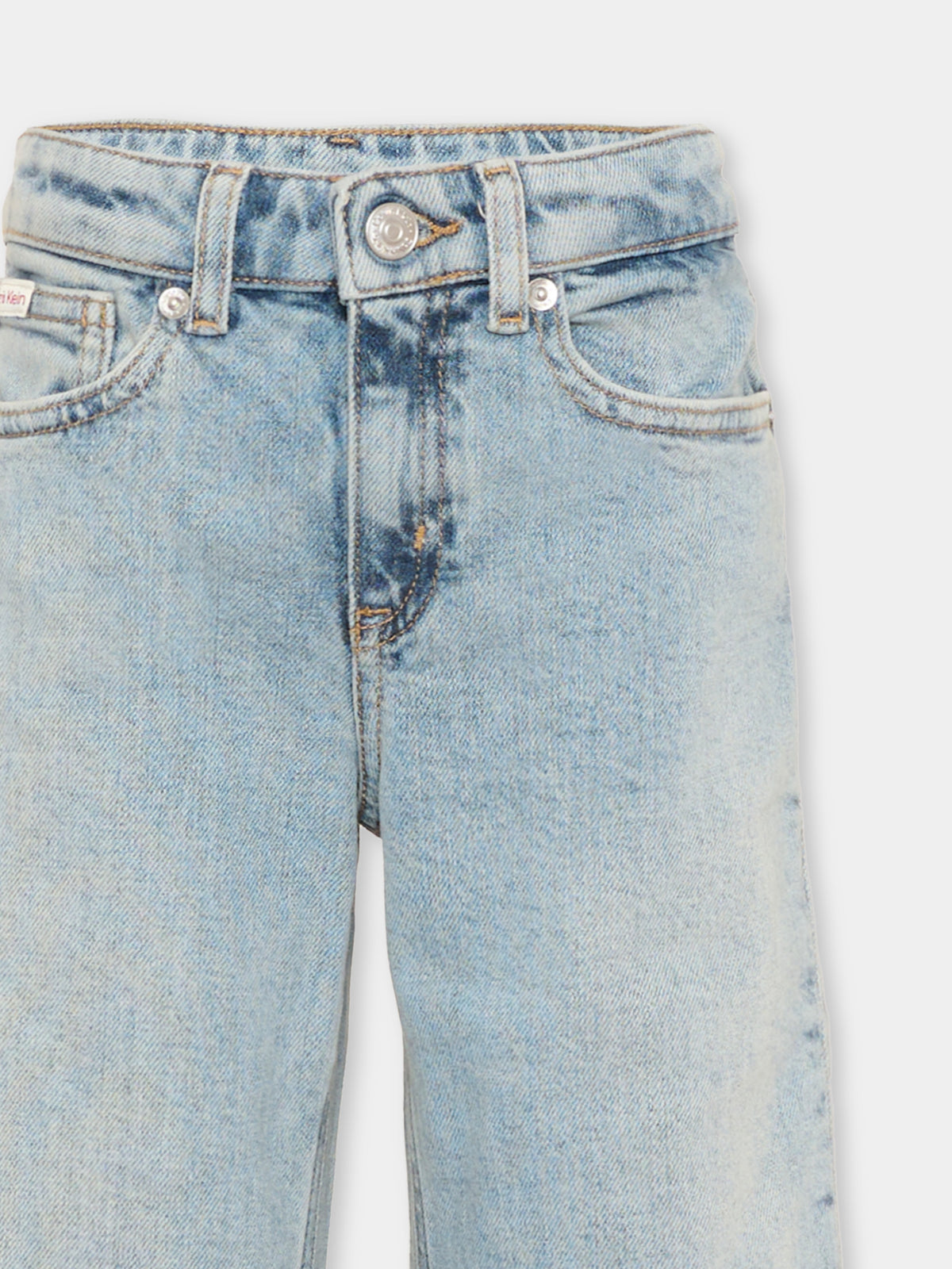 Jeans denim per bambina con patch logo,Calvin Klein Kids,LVCKSJC02G 1A4