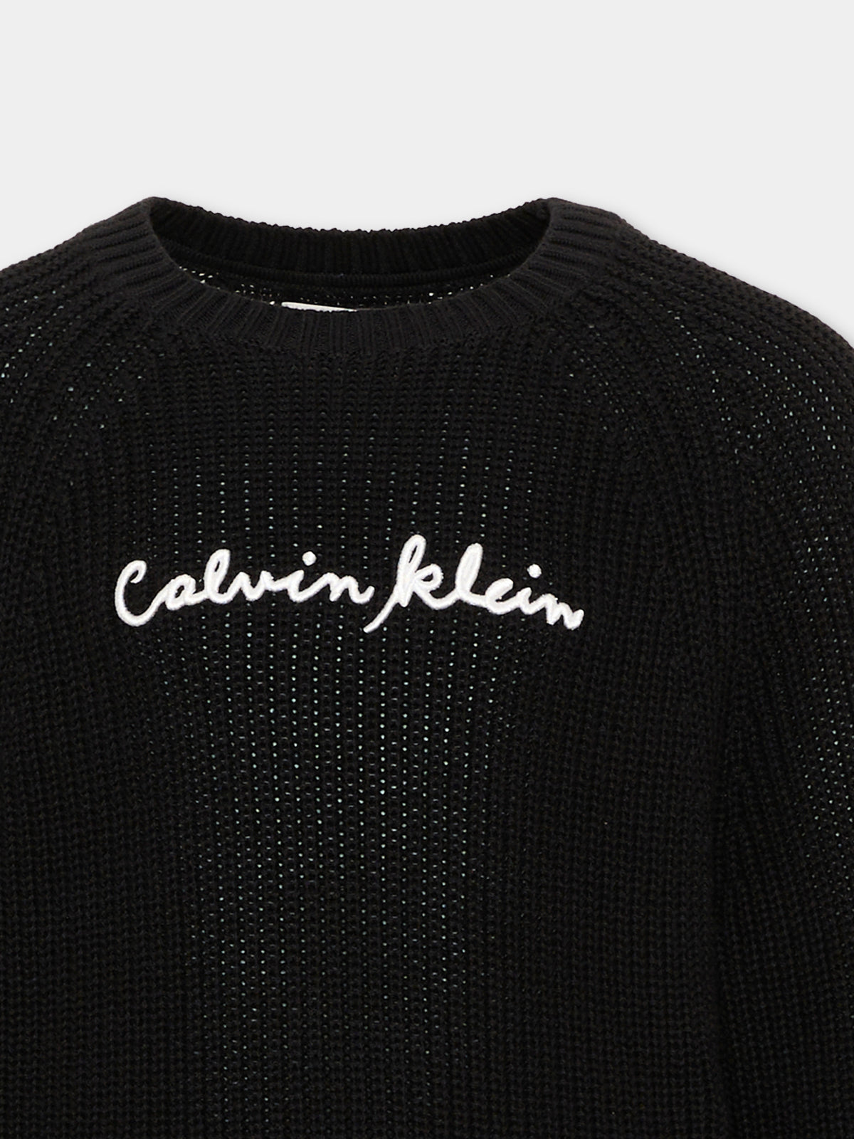 Maglione nero per bambina con logo,Calvin Klein Kids,LVCKTJF05G BEH