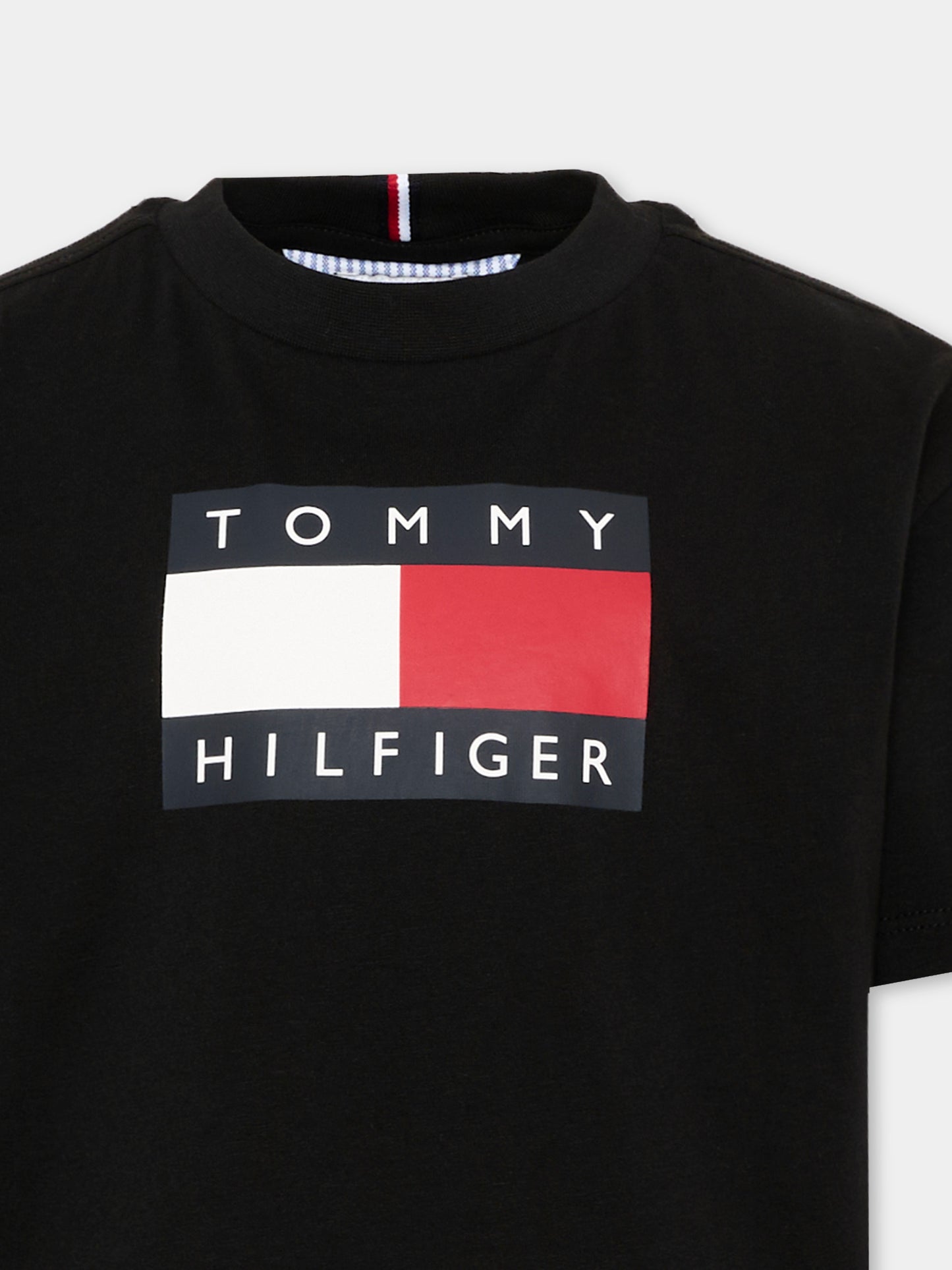 T-Shirt nera per bambino con logo,Tommy Hilfiger Junior,KB0KB10340 BDS