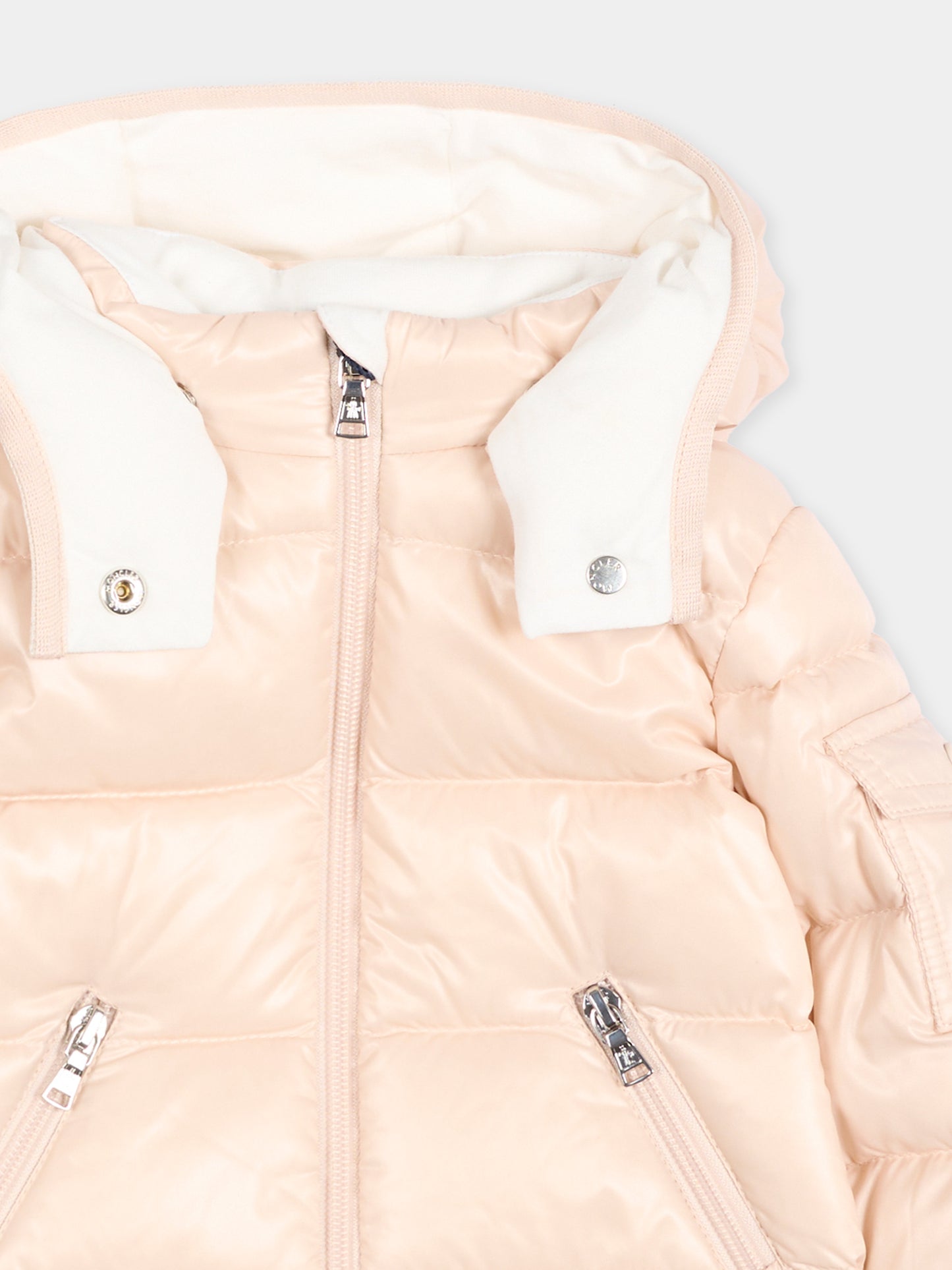 Piumino rosa Bady per neonata con logo,Moncler Kids,L2951 1A00023 597Z8 529