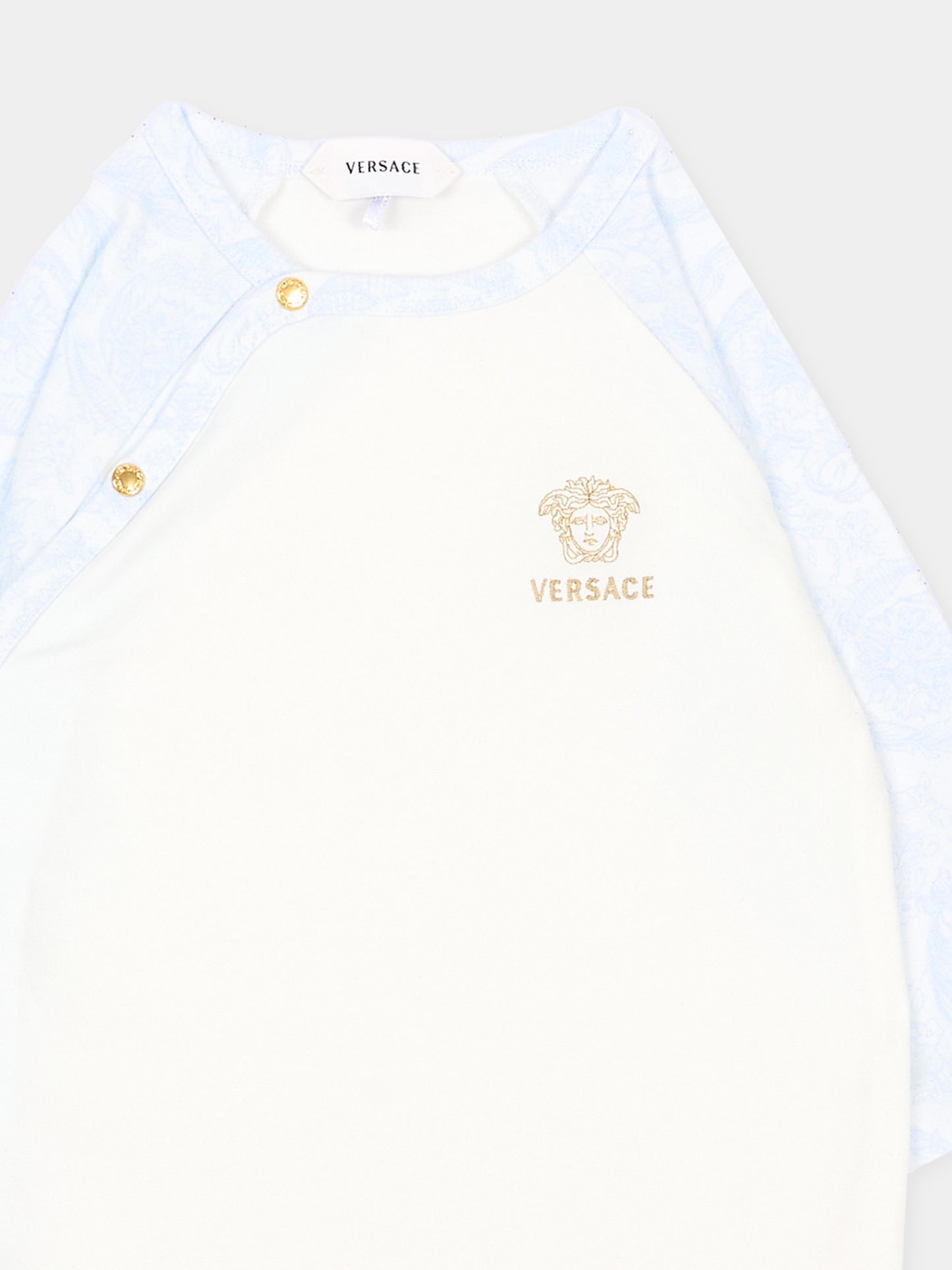 Tutina bianca per neonato con logo,Versace,1017948 1A18059 6WN40