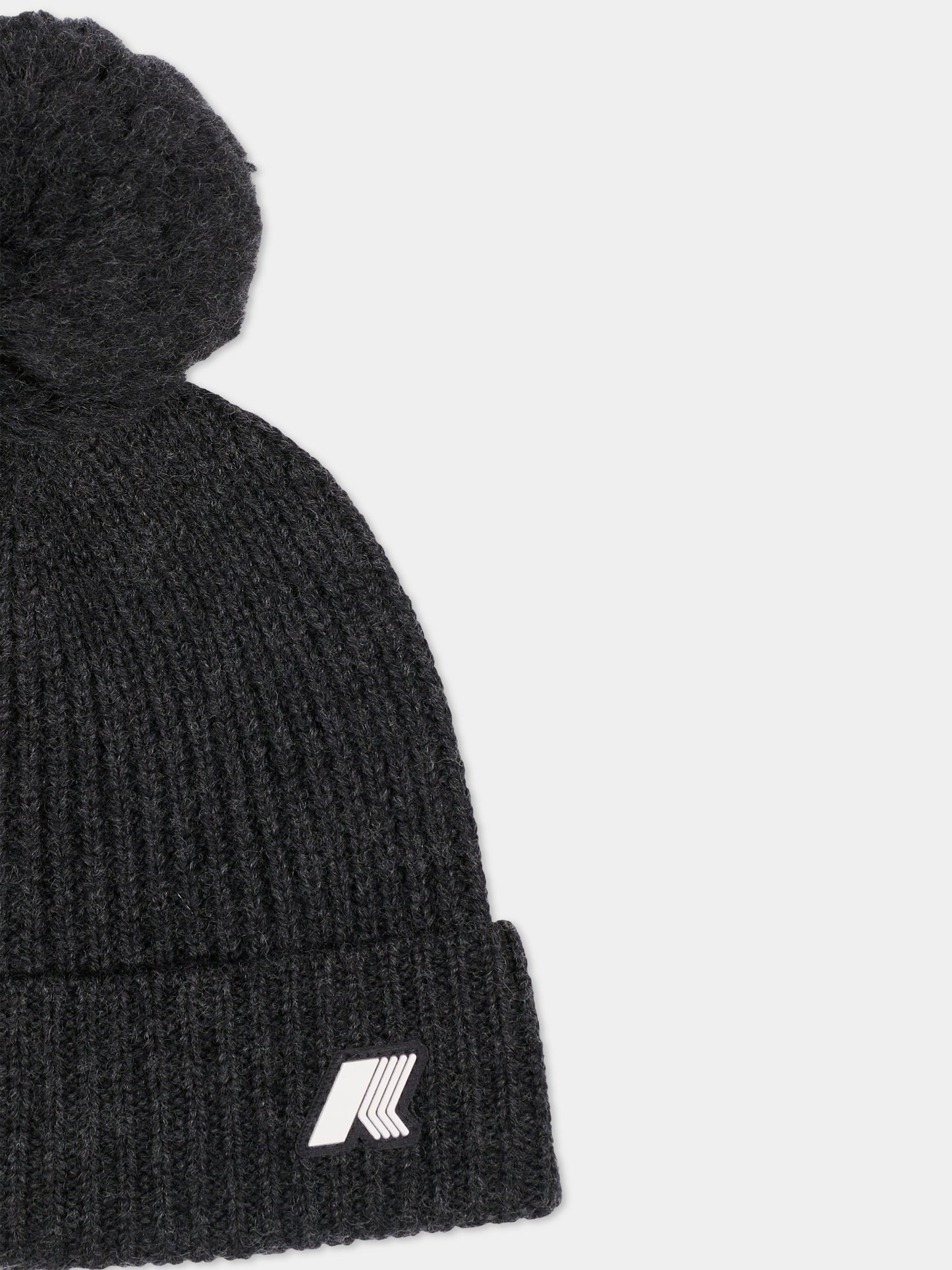 Berretto nero per bambini con logo,K-way,K31359W AZ3