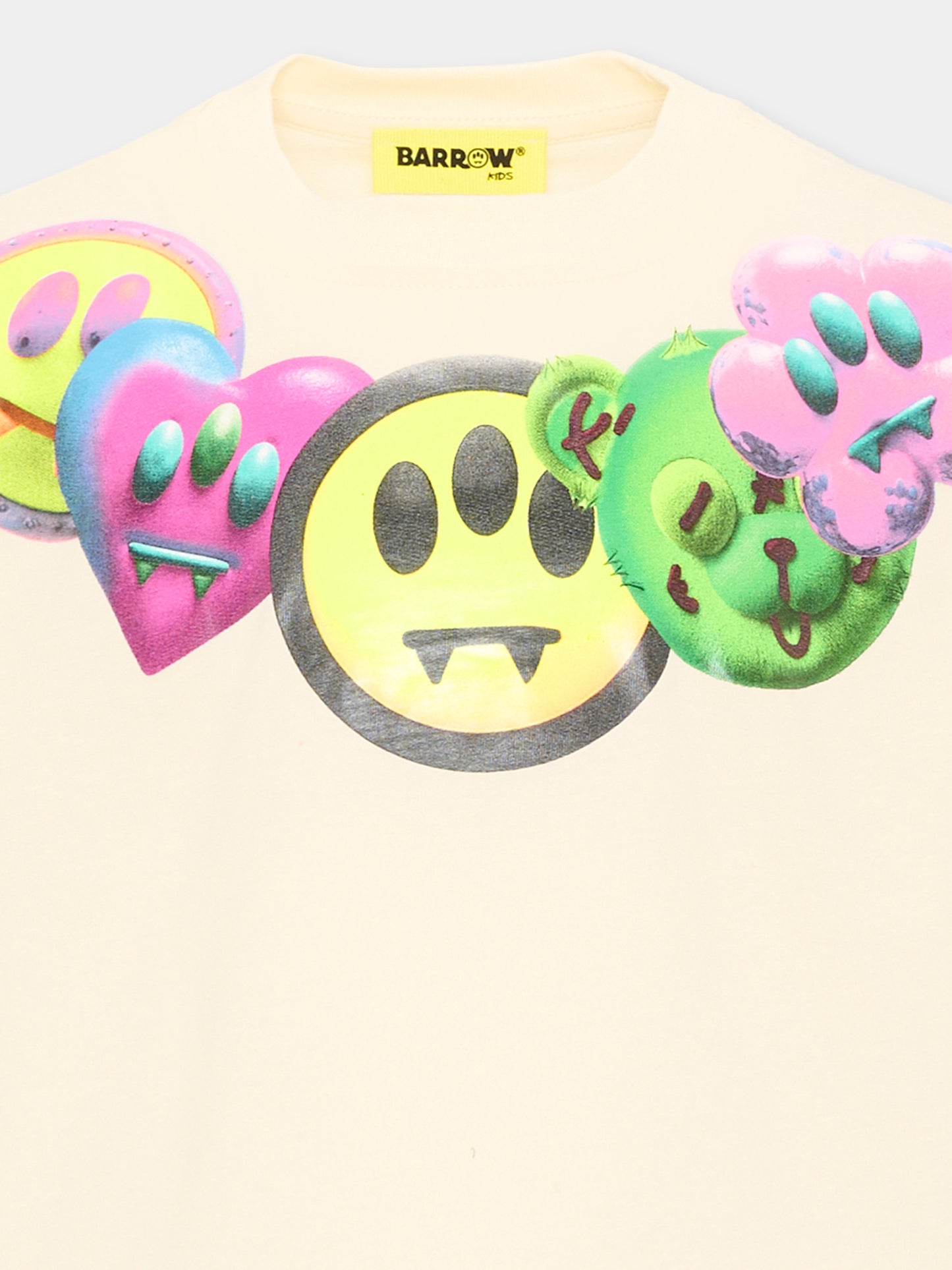 T-Shirt avorio per bambina con smile,Barrow,F6BKJGTH172 013