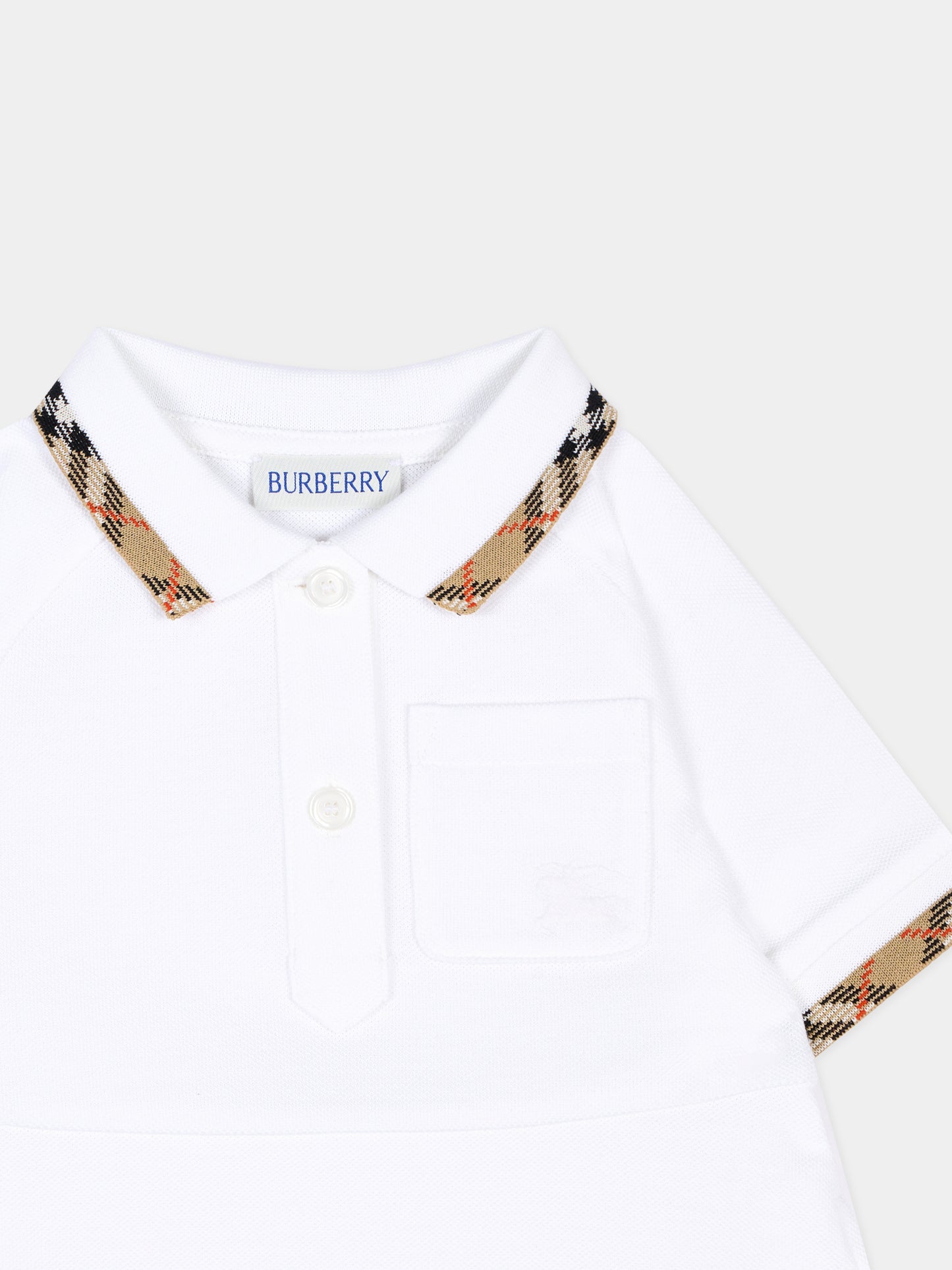 Vestito bianco per neonata con cavaliere equestre,Burberry Kids,8129884 A1464