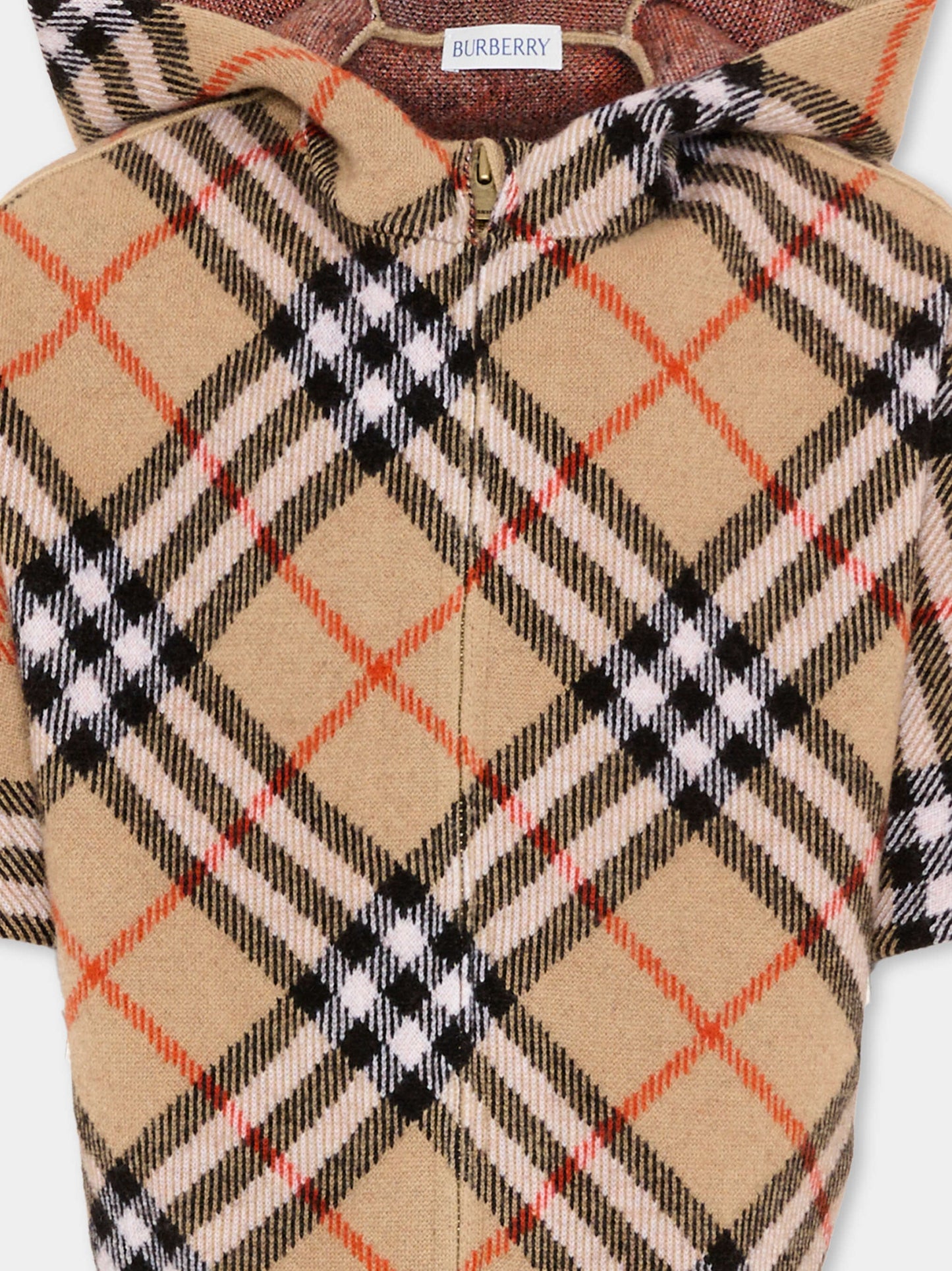 Cappa beige per bambini con Check Vintage,Burberry Kids,8131862 B9368