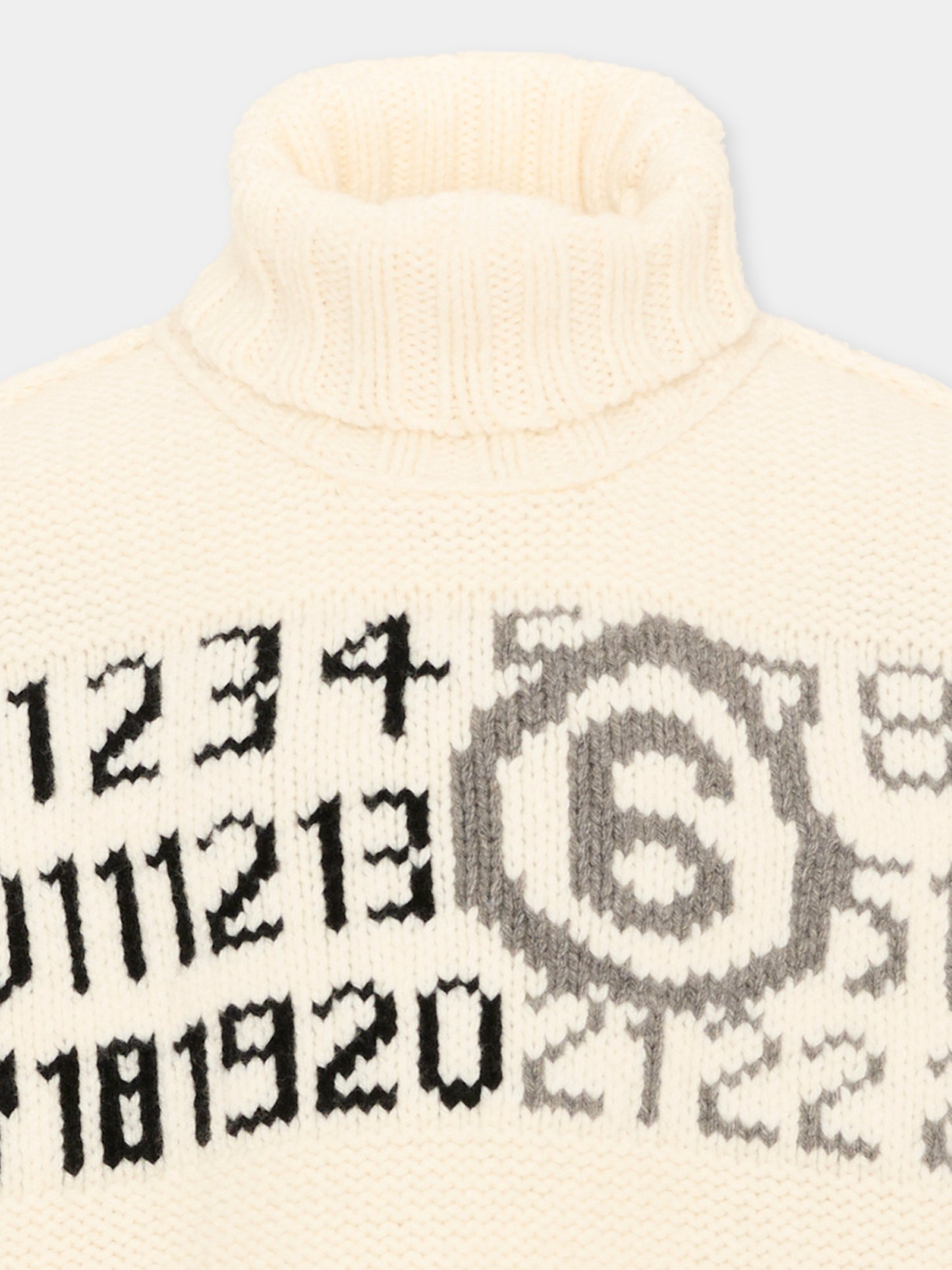 Dolcevita avorio per bambina jacquard,Mm6 Maison Margiela,M61048 MM08V M6101