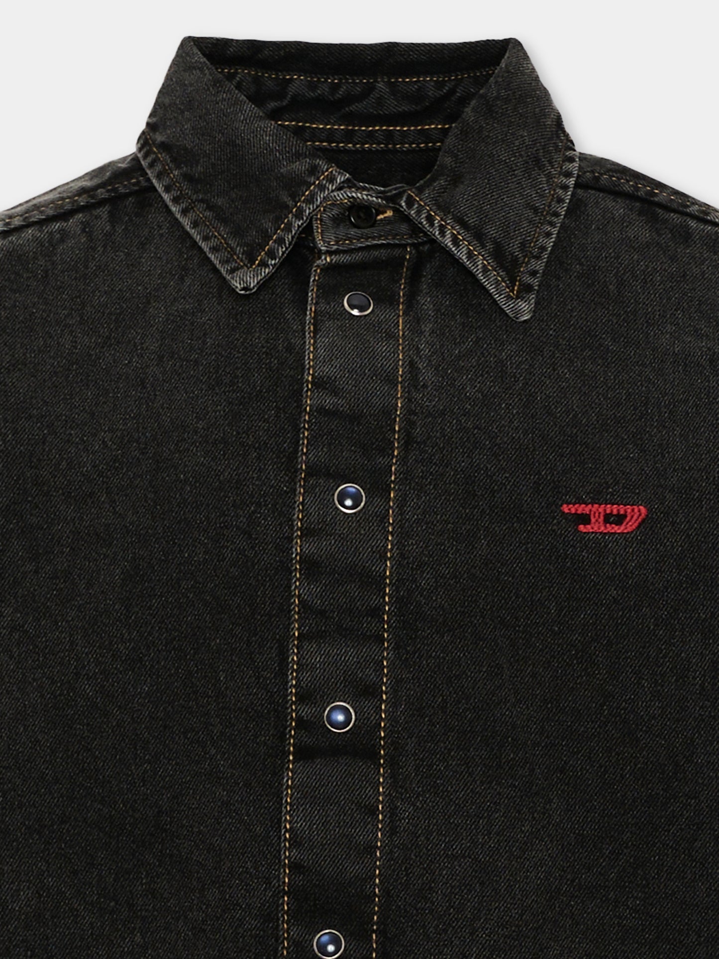 Camicia a manica lunga nera in denim per bambino,Diesel,J01330 KXBU6 K02