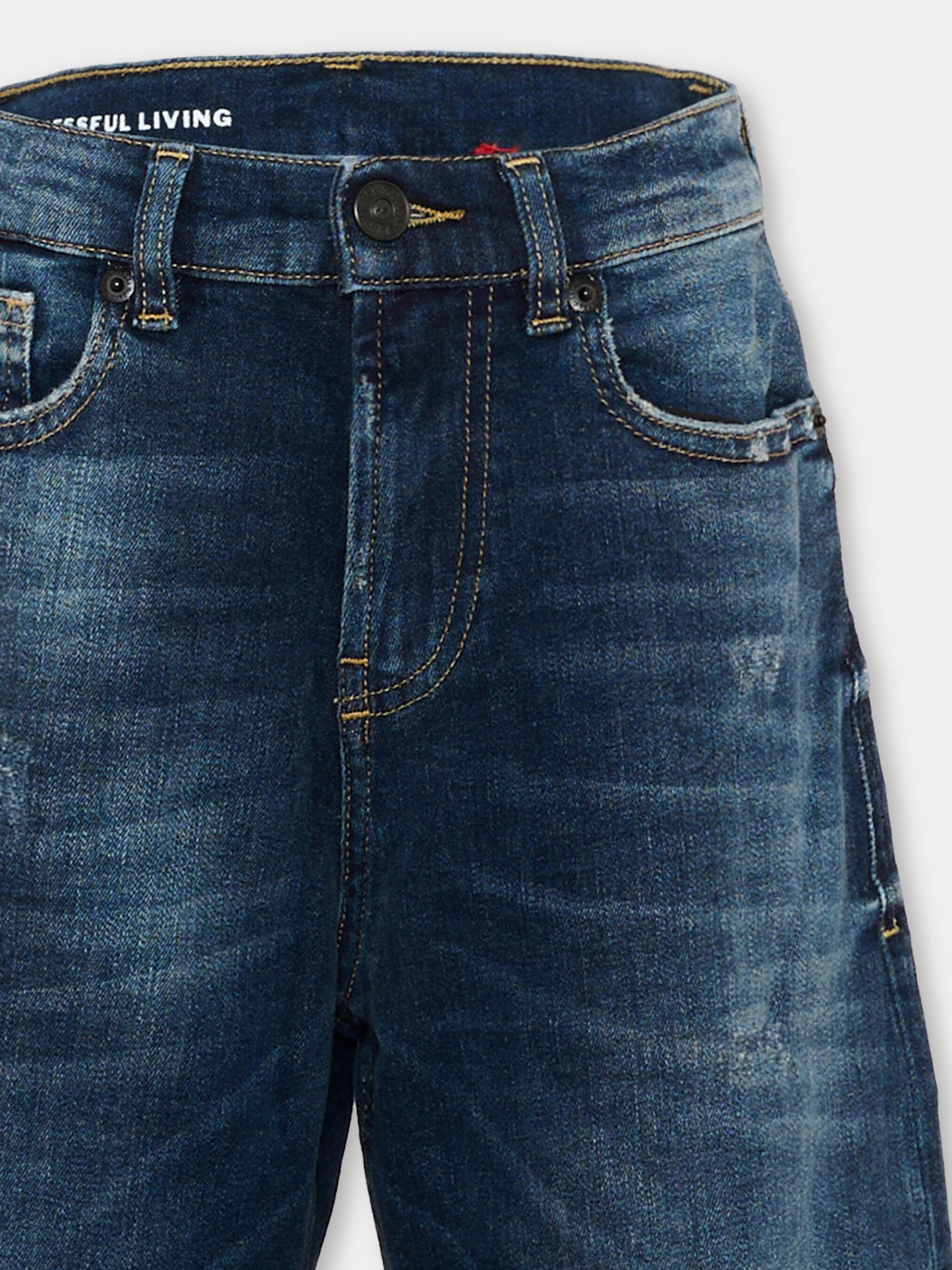 Jeans denim per bambina con patch logo,Diesel,J02322 KXBUL K01