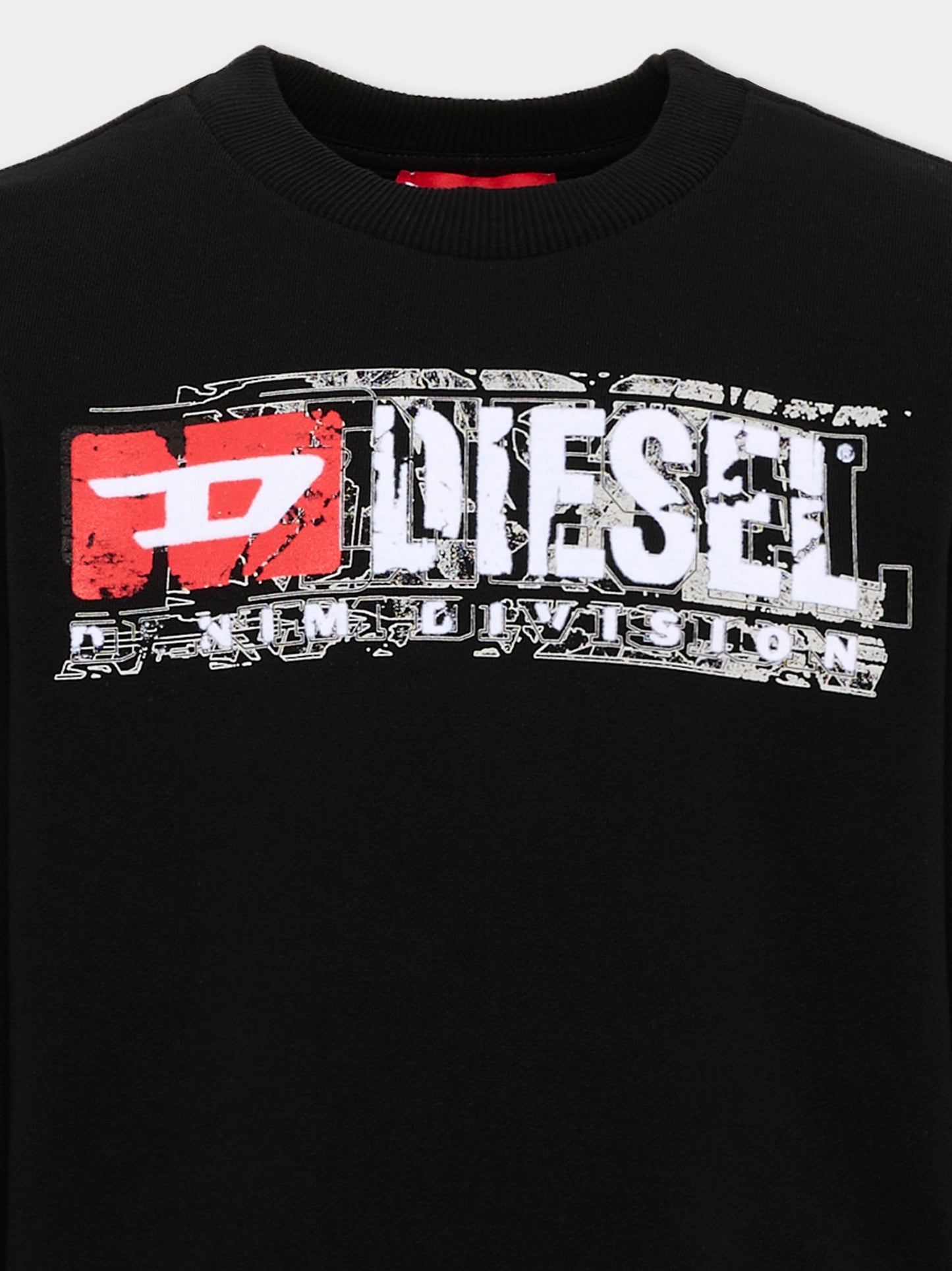 Felpa nera per bambino con logo,Diesel,J02973 KYAVF K900