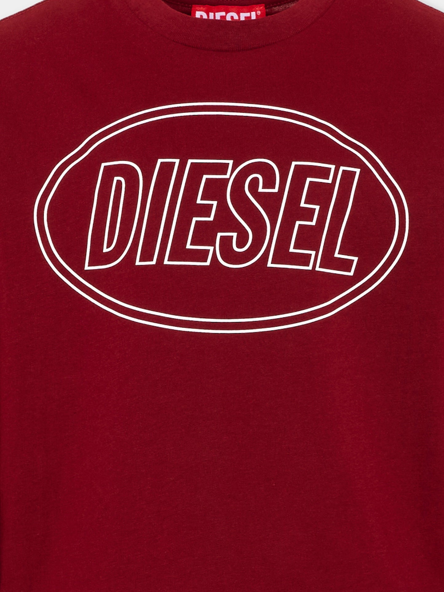 T-Shirt bordeaux per bambini con logo,Diesel,J03037 0GRAI K440