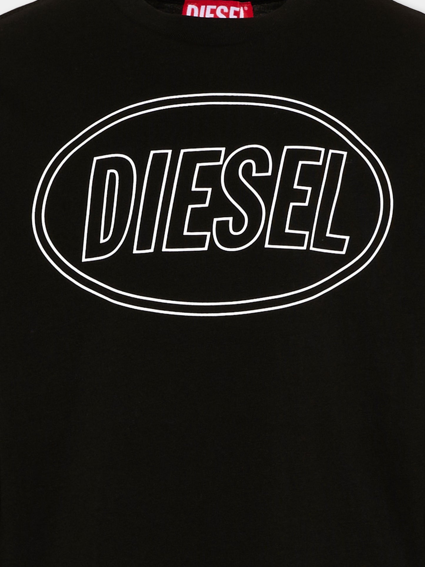T-Shirt a manica lunga nera per bambini con logo,Diesel,J03037 0GRAI K900