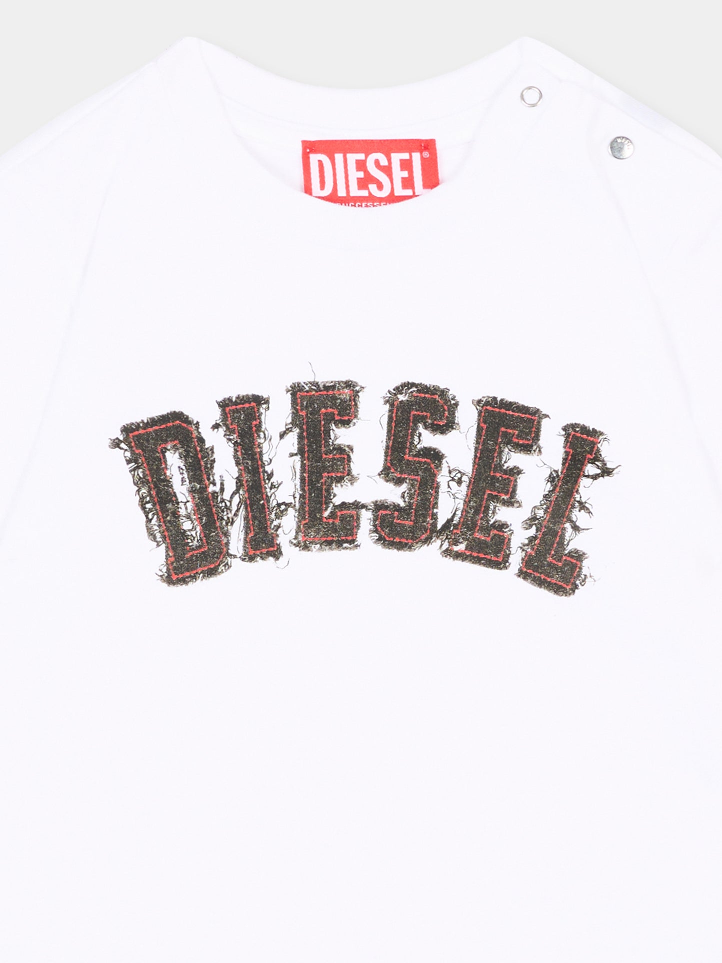 T-Shirt bianca per neonato con logo,Diesel,K00875 00YI9 K100